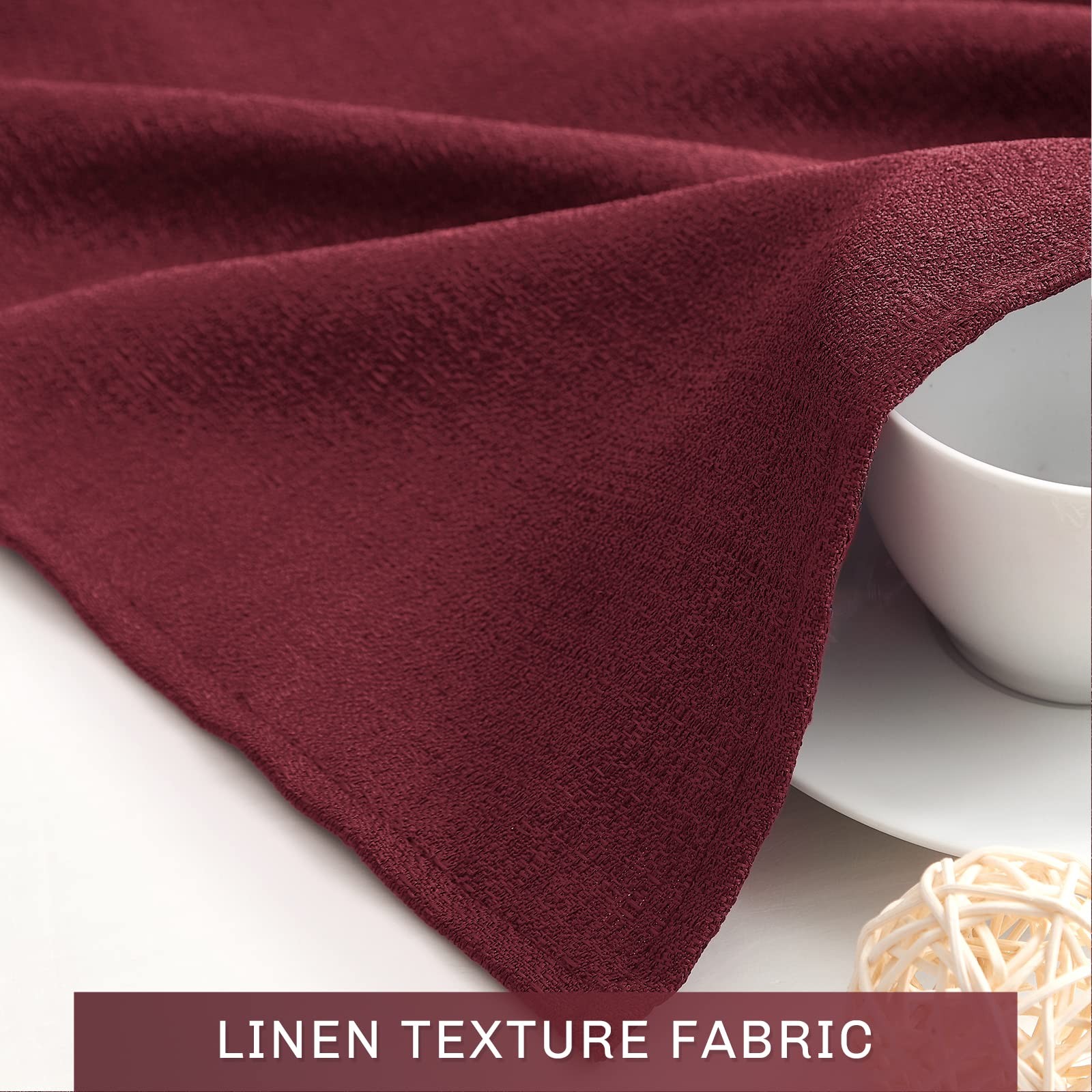 Burgundy Semi Sheer French Door Sidelight Curtains 72 Inches Long Linen Look Fro