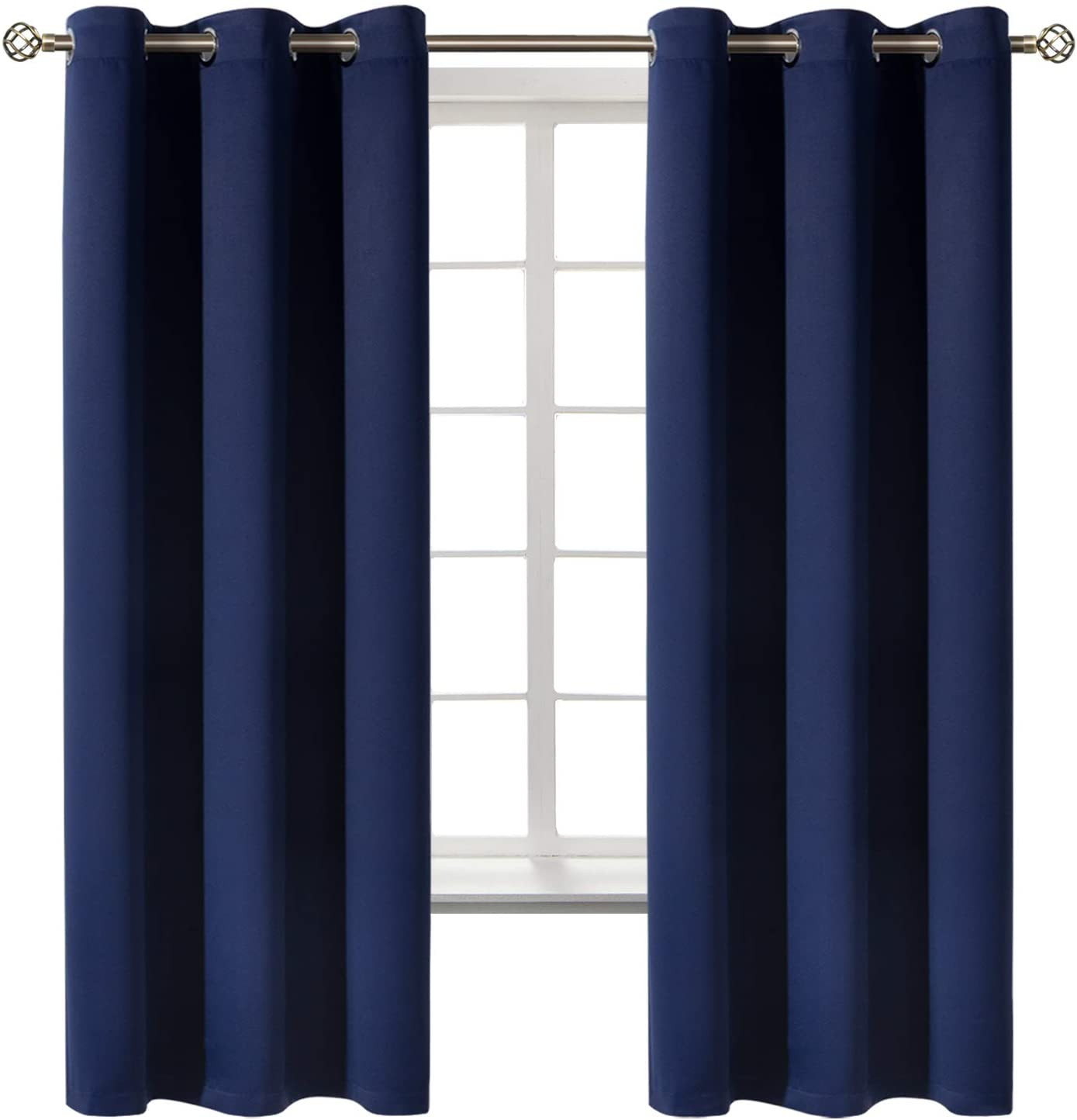 Blackout Curtains for Bedroom 63 Inches Long – Navy Blue Room Darkening Thermal
