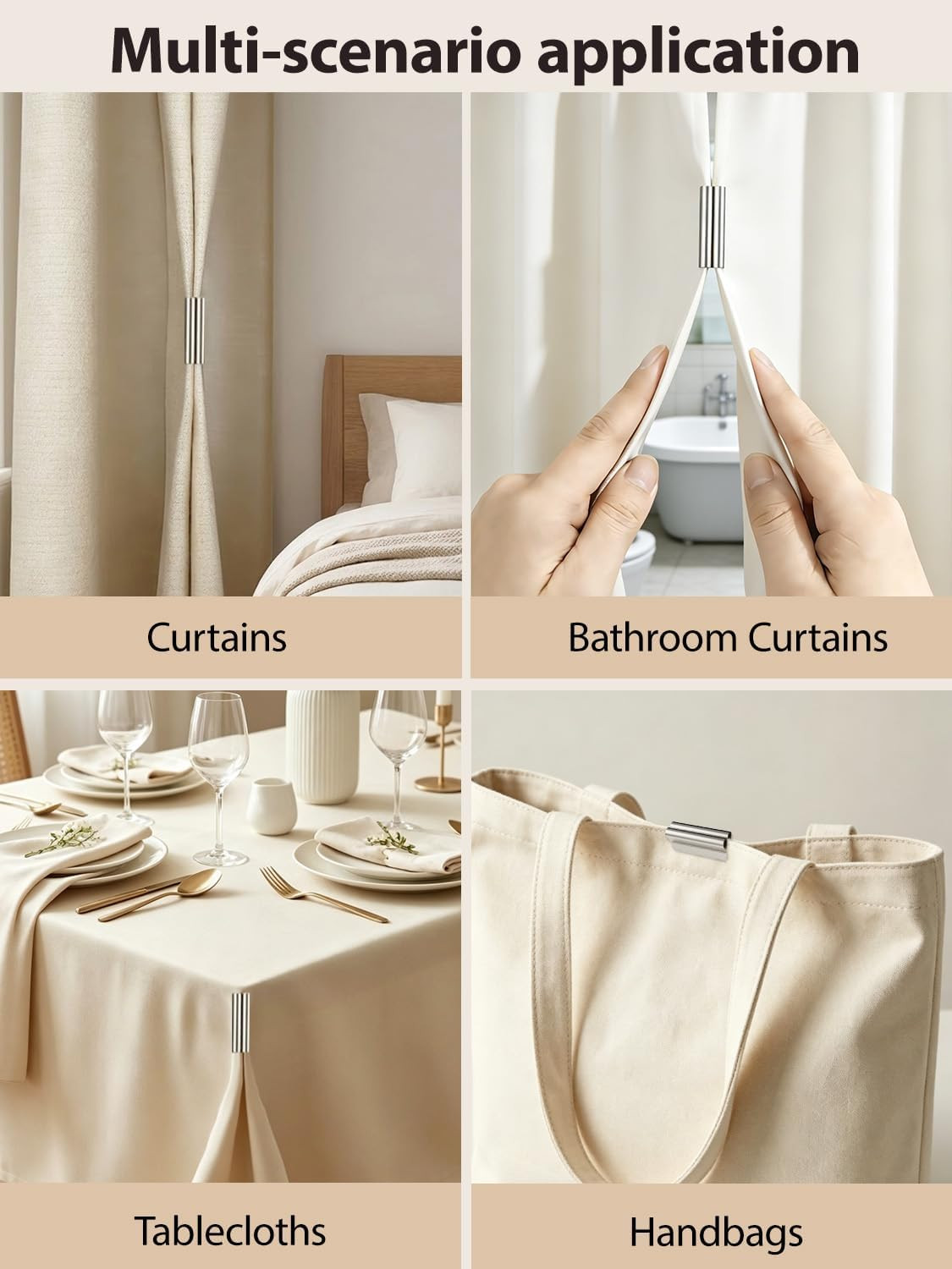 Magnetic Curtain Clips, Detachable Curtain Magnets Closure, No Drill, Magnets fo
