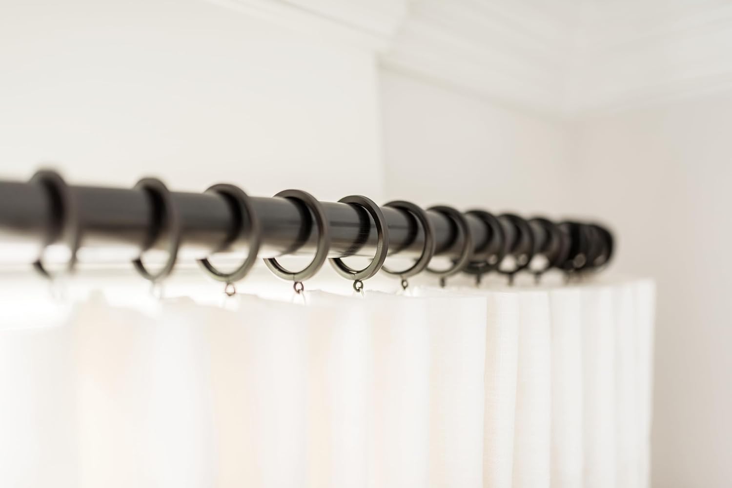 18pc Luxury Curtain Rings w/ Clips & Hooks 1.5″ Metal Brushed Dark Brown, Quiet