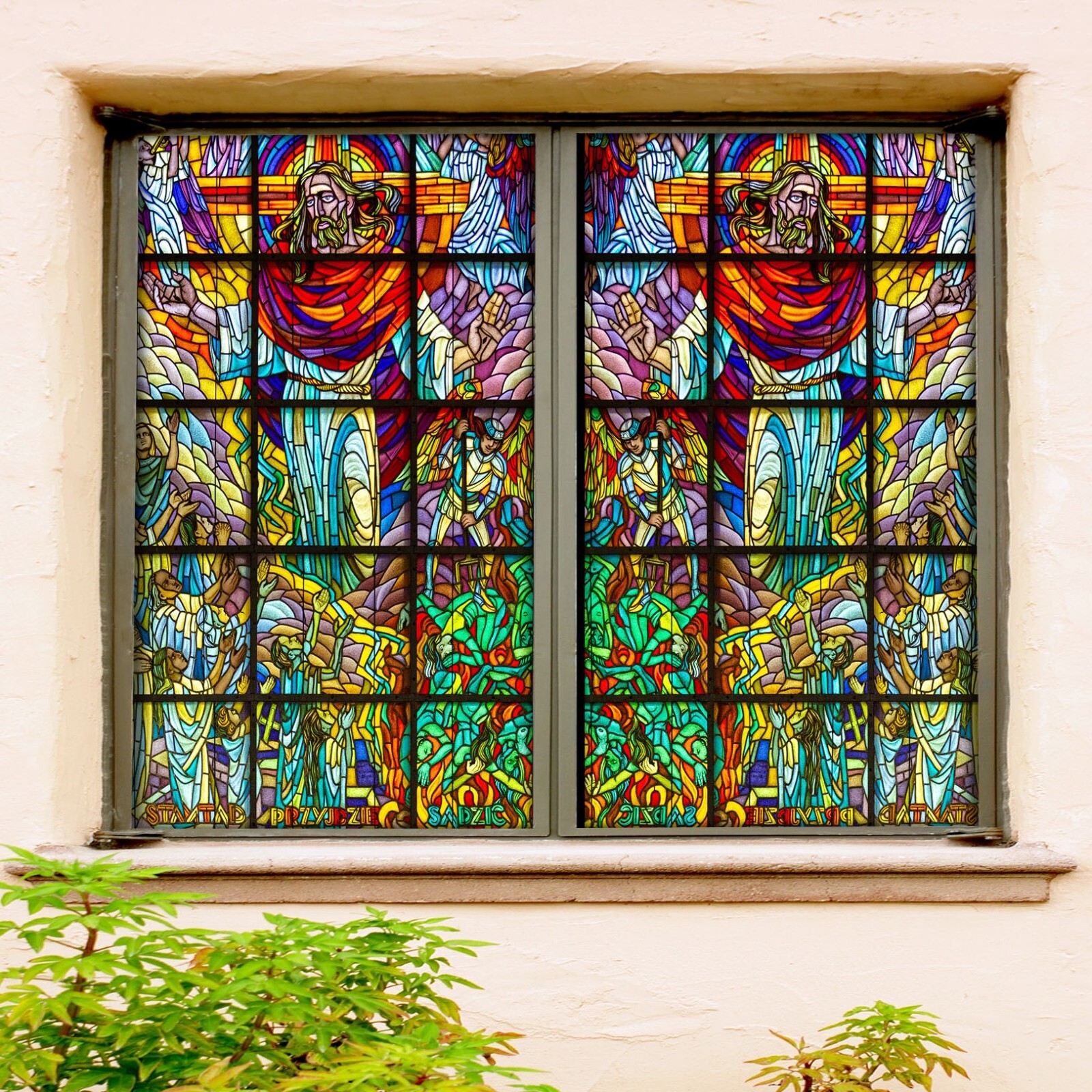 3D Cross Jesus A315 Window Film Print Sticker