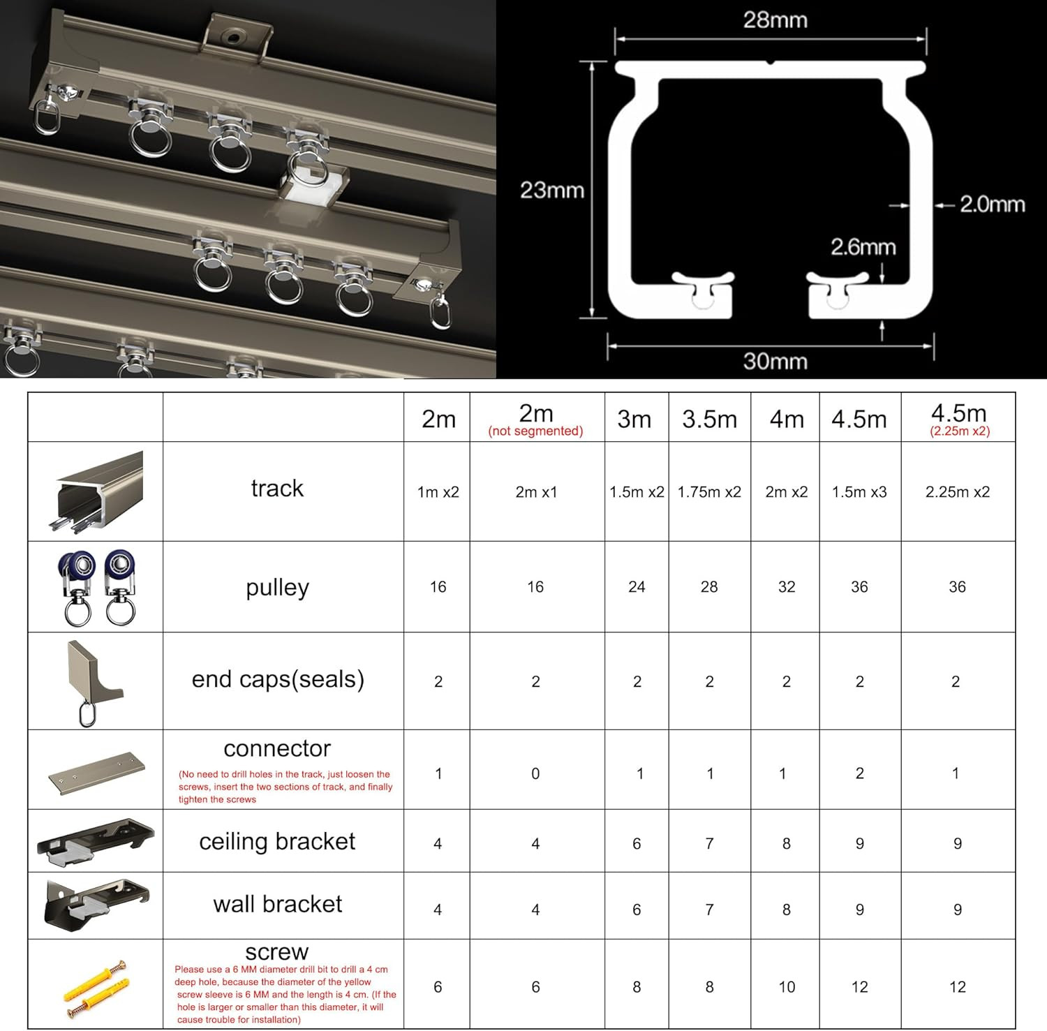 Champagne Ceiling Curtain Track Rail for Drapes & Room Dividers, 3M