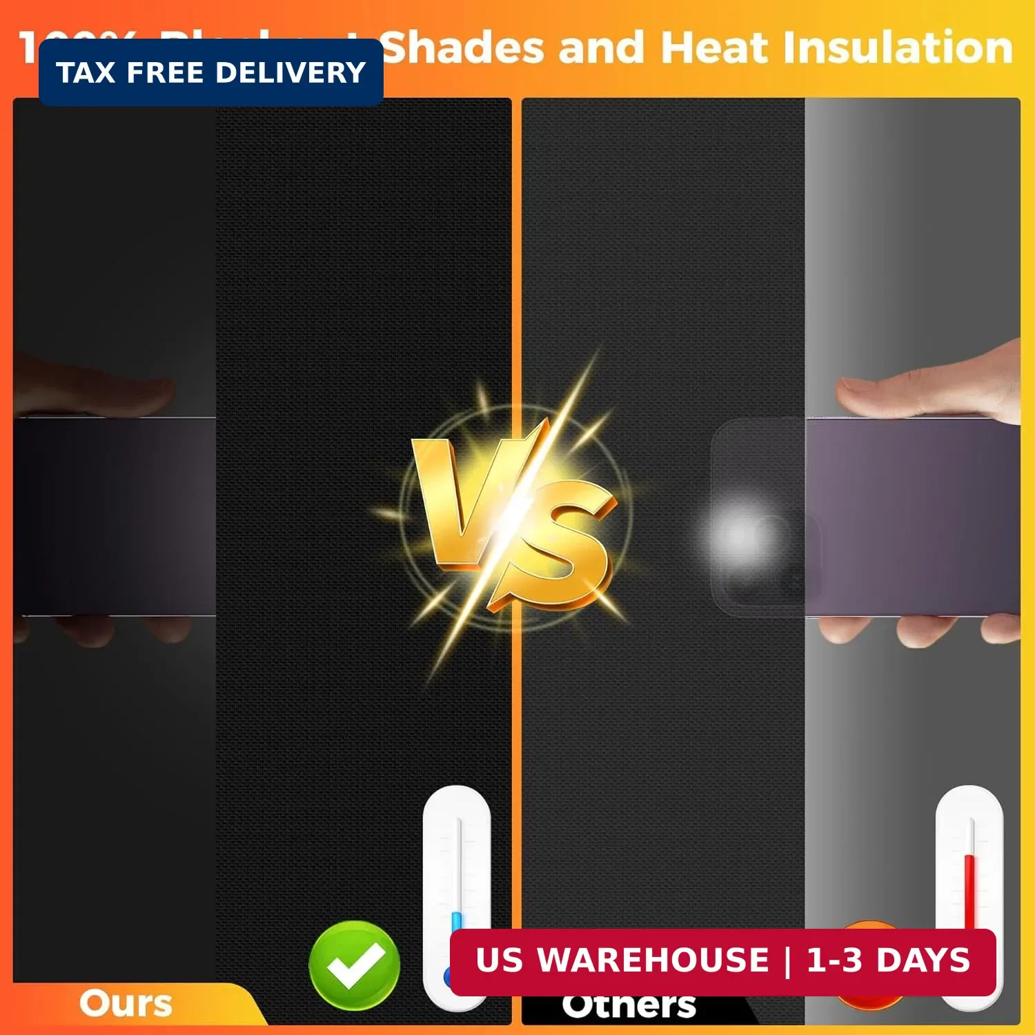 100% Black Out Window Cover Portable Blackout Shades Adhesive Thermal Blackout B