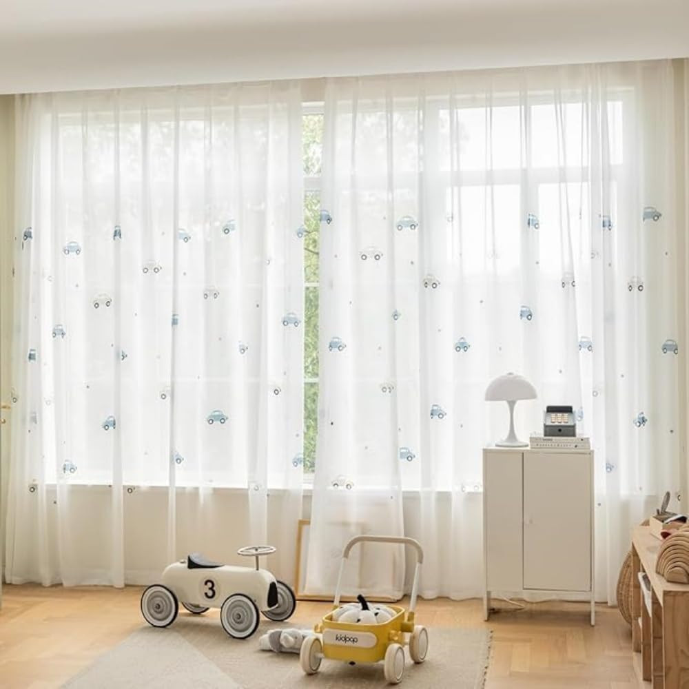 Cute Cars Pattern Curtains for Kid’S Bedroom Room Darkening Kids Curtains for Li
