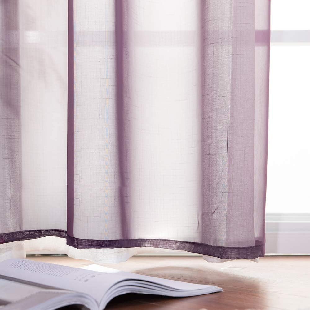 Solid Color Sheer Curtains 96 Inches Long 2 Panels Set – Elegant Lightweight Gro