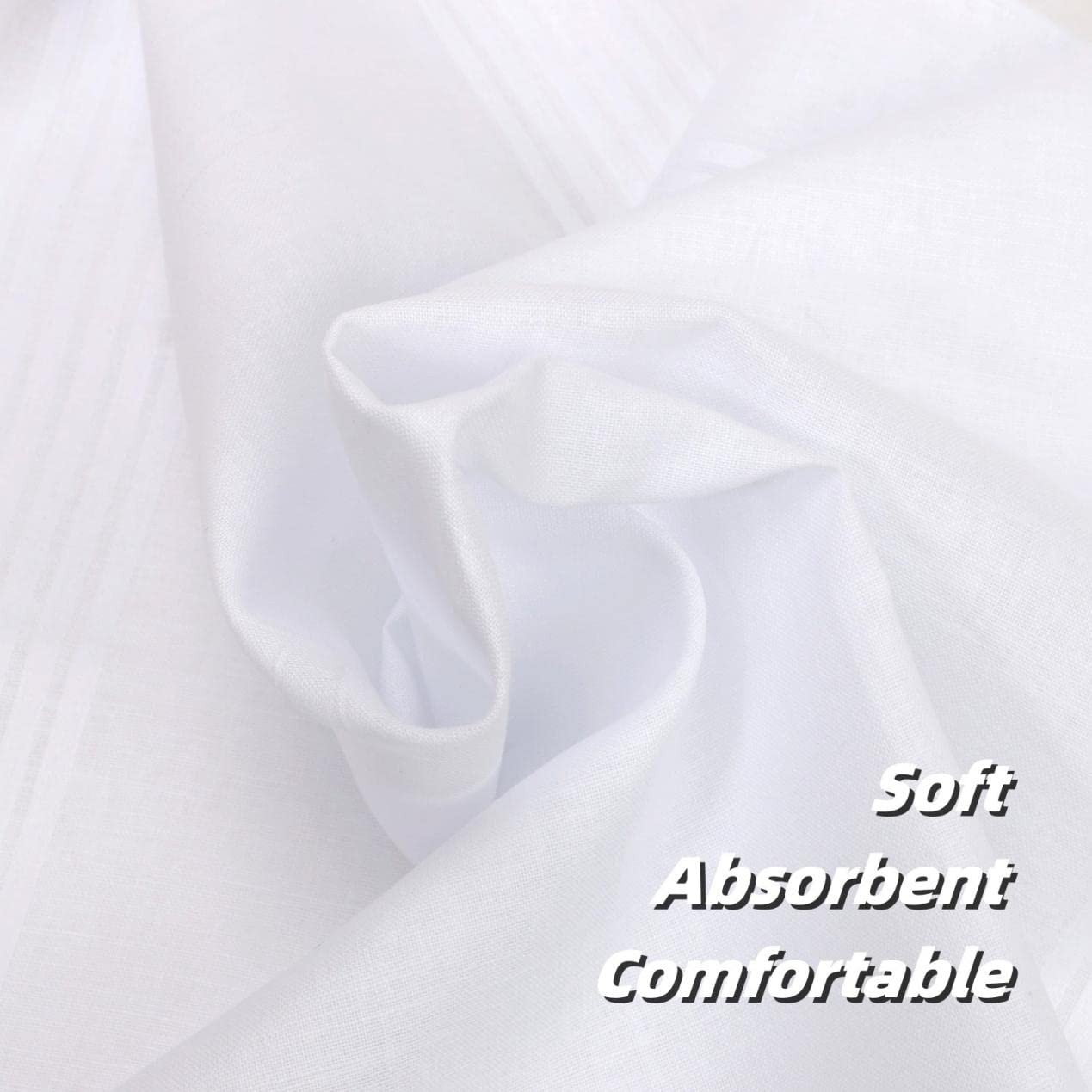 Landisun Men’s Handkerchiefs Soft White Pure Cotton Hanky 16inch,