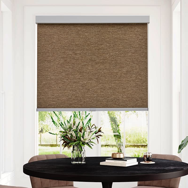 Free-Stop Cordless Blinds for Windows 30″W x 72″H Brown (Light Filtering)