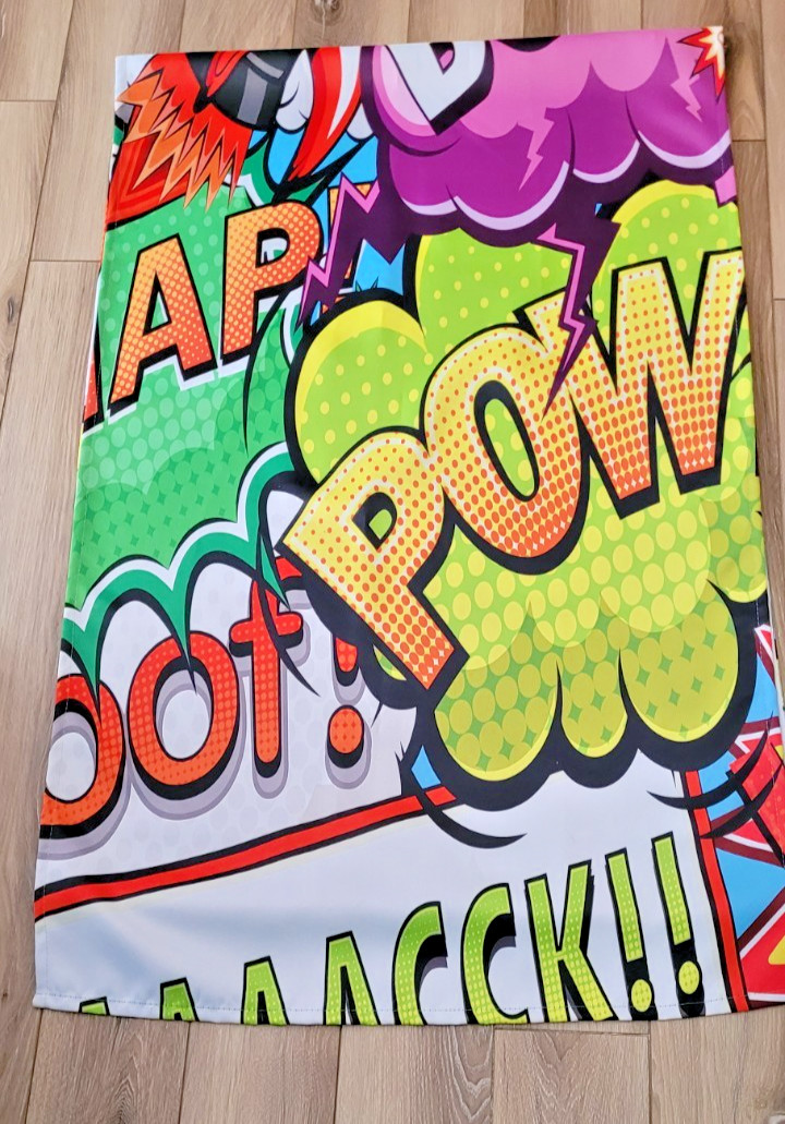 Superhero Window Curtains 2 Panels Multicolor 26″W x 84″L Girls Room BOOM POW