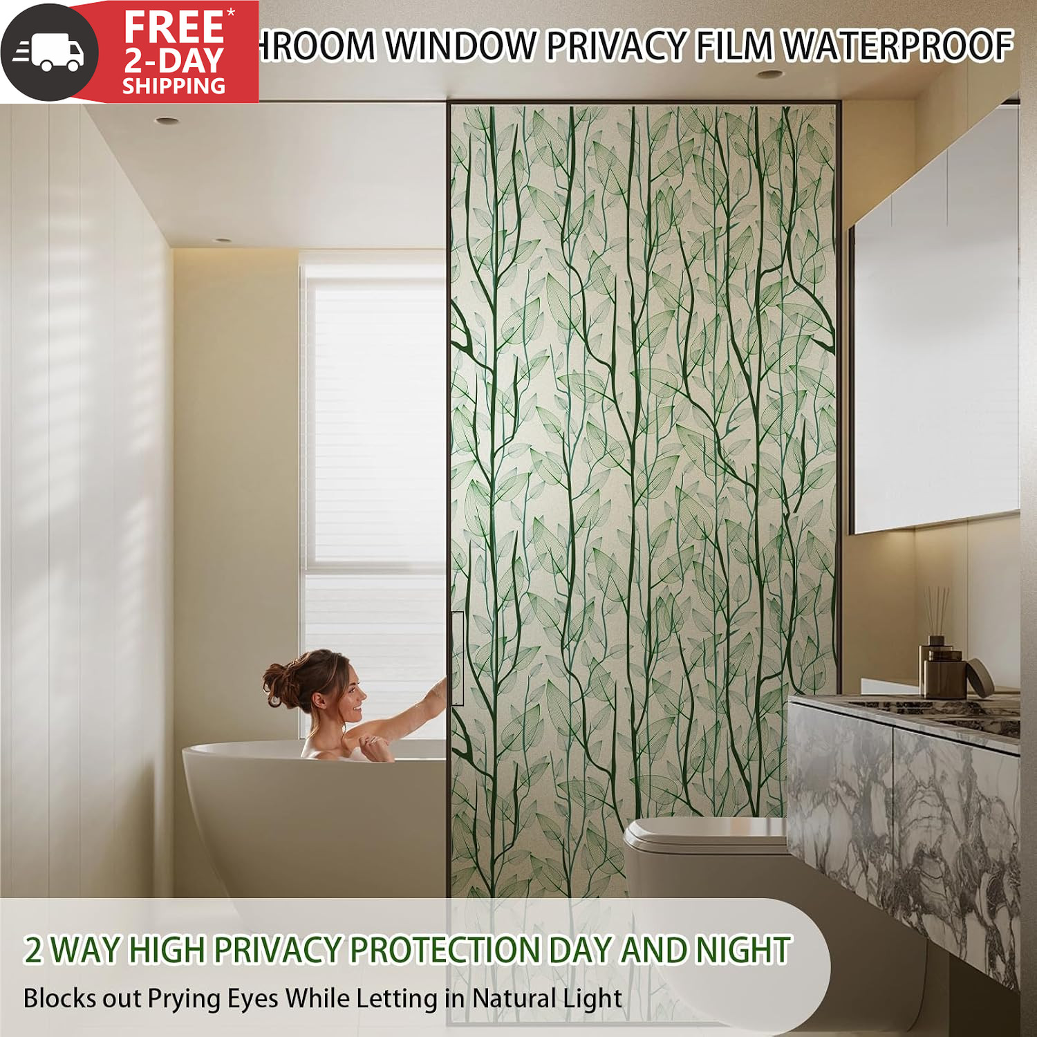 DKTIE Window Film Privacy with Installation Tools, Decorative Stained Glass Wind