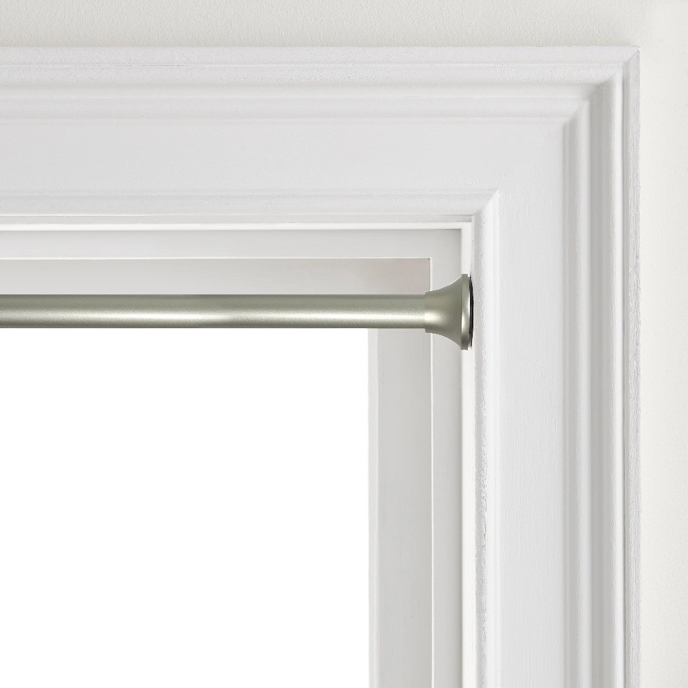 Silver Adjustable Tension Rod for Curtains 30 to 52 Inches Extendable Curtain