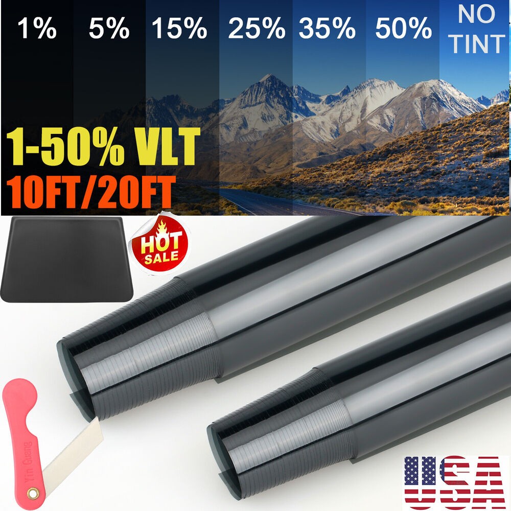 10/20FT Car Window Film Coloring Film Roll 1-50%VLT UV Protection Sticker Film