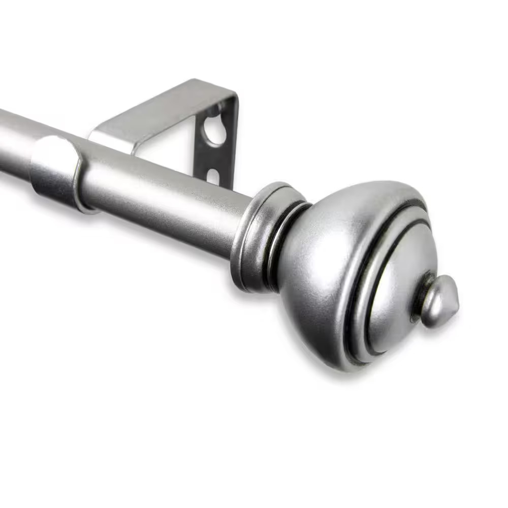 84 In. – 120 In. Telescoping 5/8 In. Single Curtain Rod Kit in Satin Nickel with