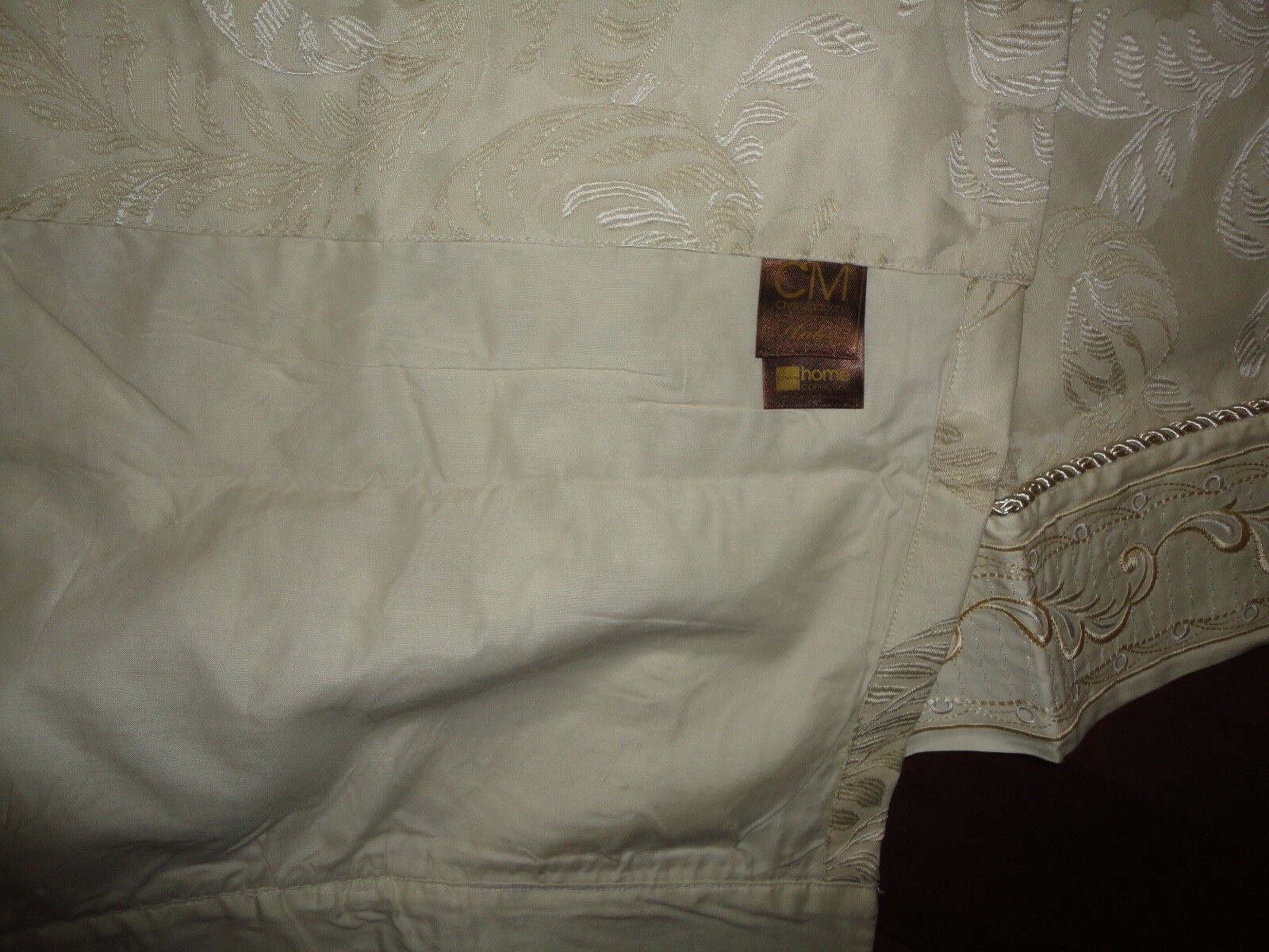CHRIS MADDEN HOTEL IVORY EMBROIDERED PAISLEY CORDED (1) LINED VALANCE 76 X 17