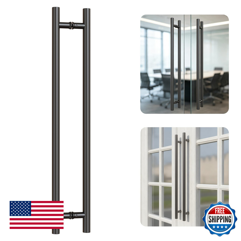 Ranbo 36 Overall Length Anti-Fingerprint Matte Black Back-To-Back Door Pull