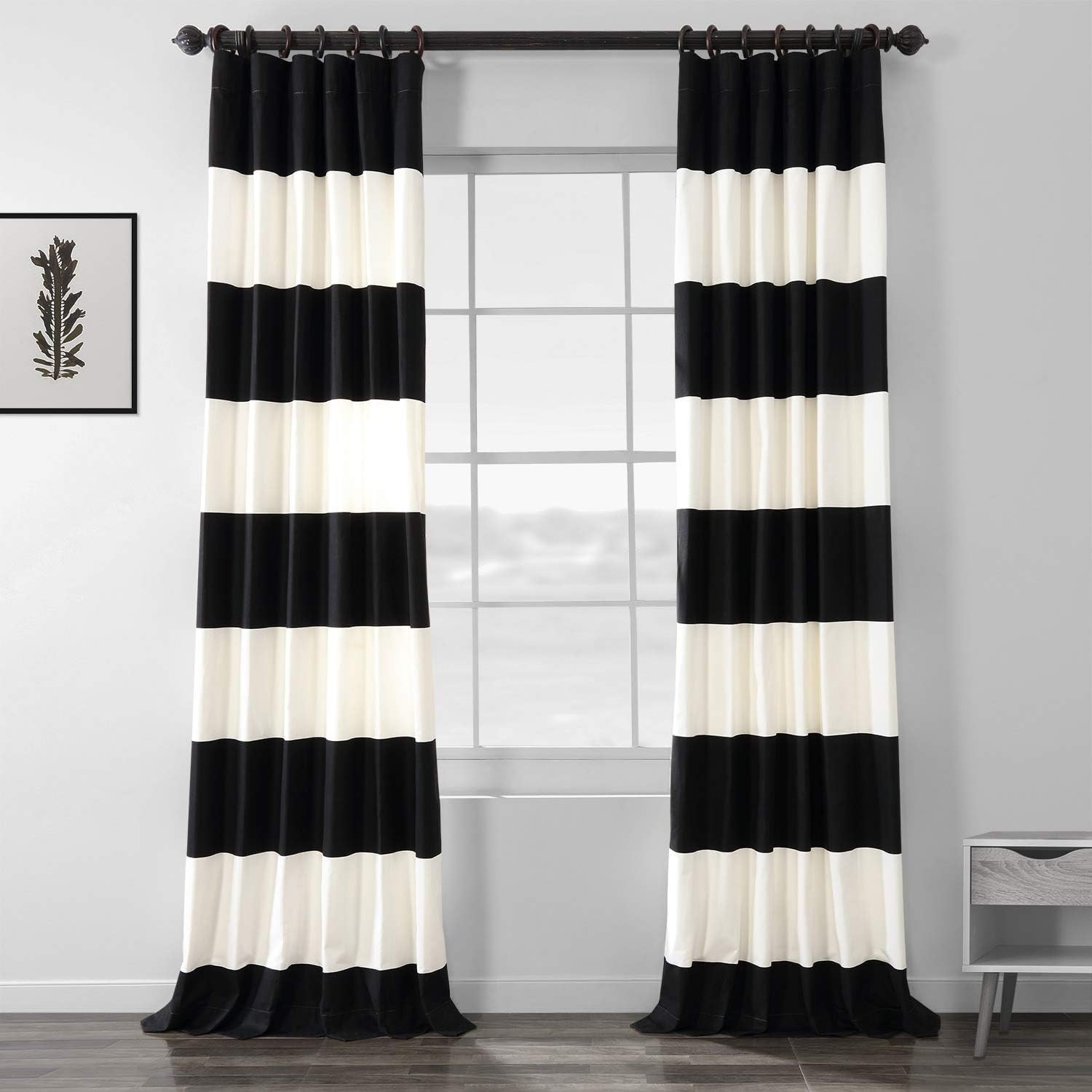 Horizontal Striped Printed Curtains Cotton Curtains, 96 Inches Long (1 Panel)…
