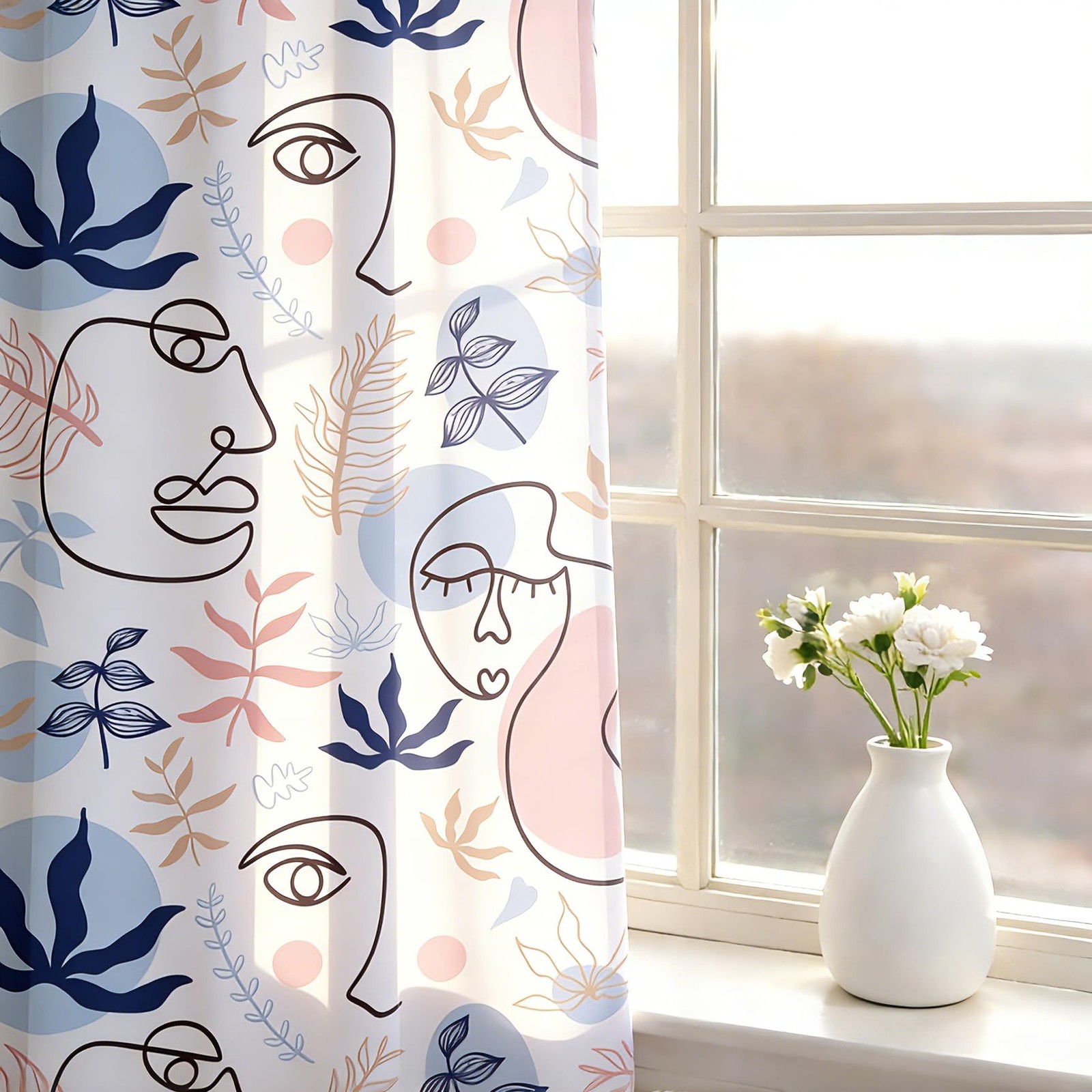 Boho Curtains For Bedroom Modern Minimalist Botanical Abstract…