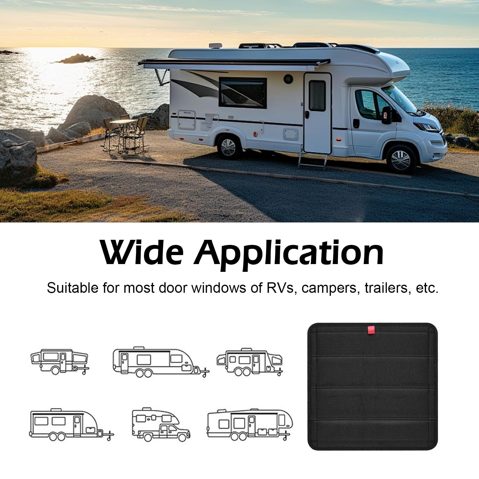 RV Door Window Shade, 16” x 16” Magnet Foldable RV Blackout Window Cover, U…
