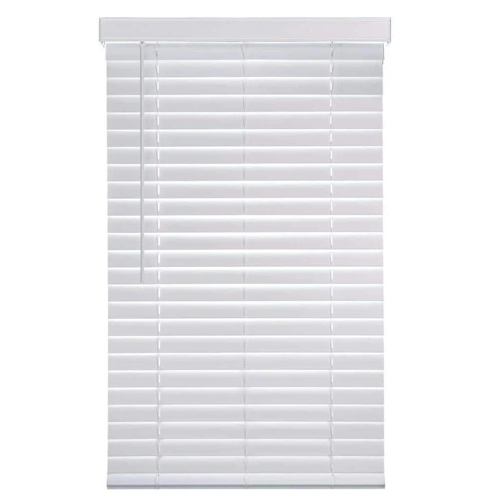 White Cordless Faux Wood Blinds 2-in Slats 9×36 Home Window Treatment