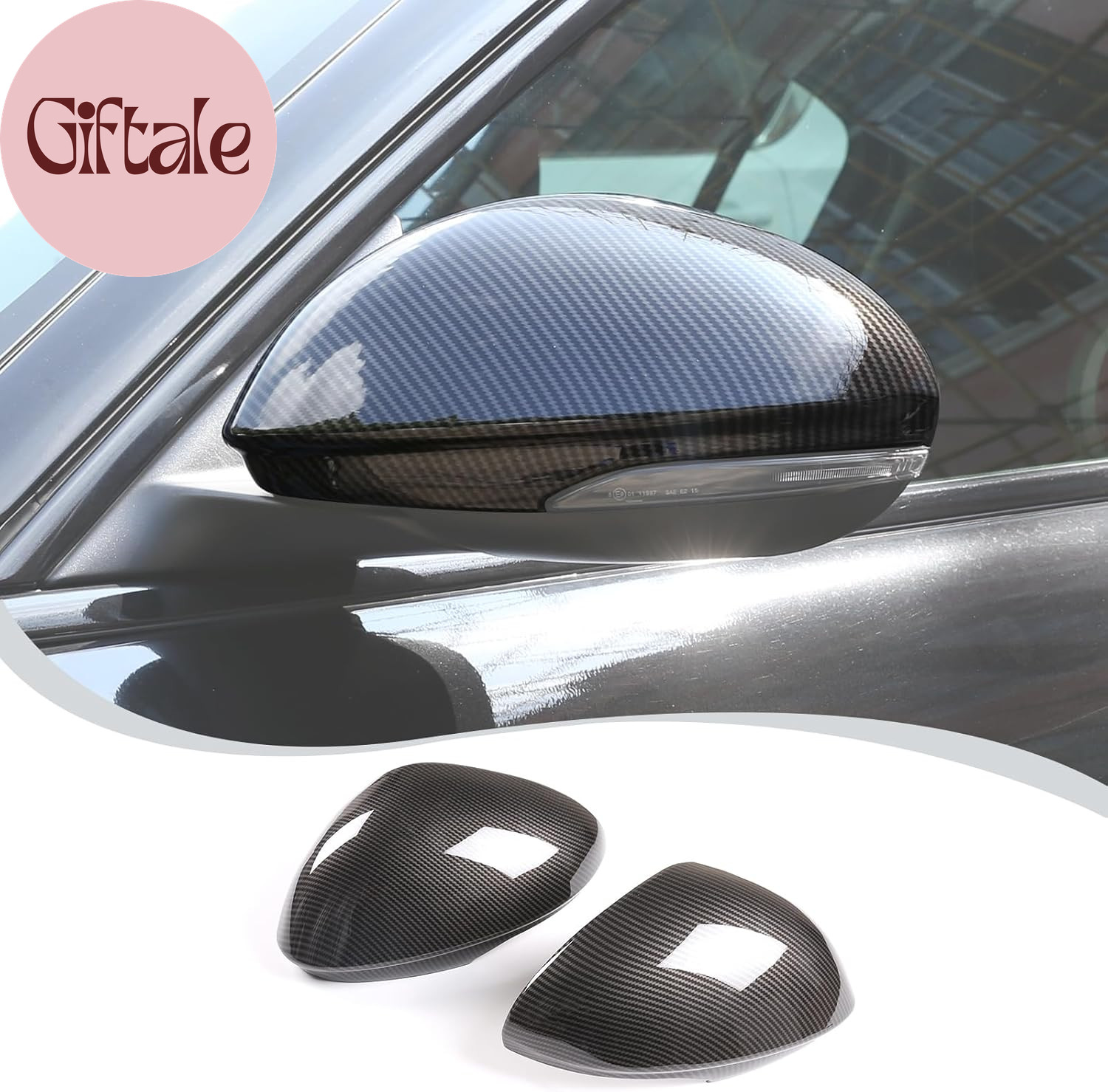 Car Rearview Mirror Cap Decoration Cover Compatible with Alfa Romeo Giulia 2017