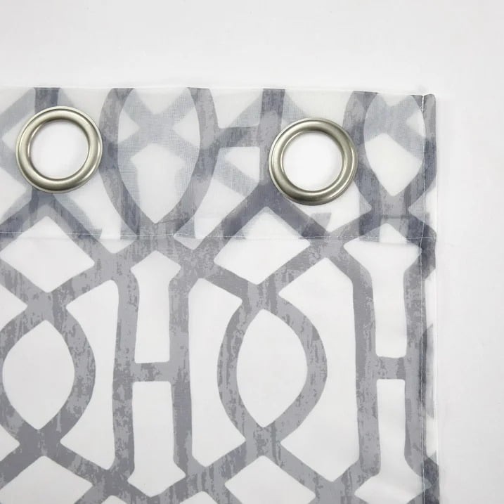 Kingswood Solid and Printed Sheer Grommet Curtain Panel Set, 4 Piece, Gray