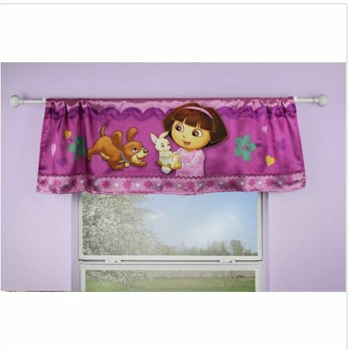 NEW Dora the Explorer Pets Window Valance 50×17 inch Pink Purple Satin Puppy Dog