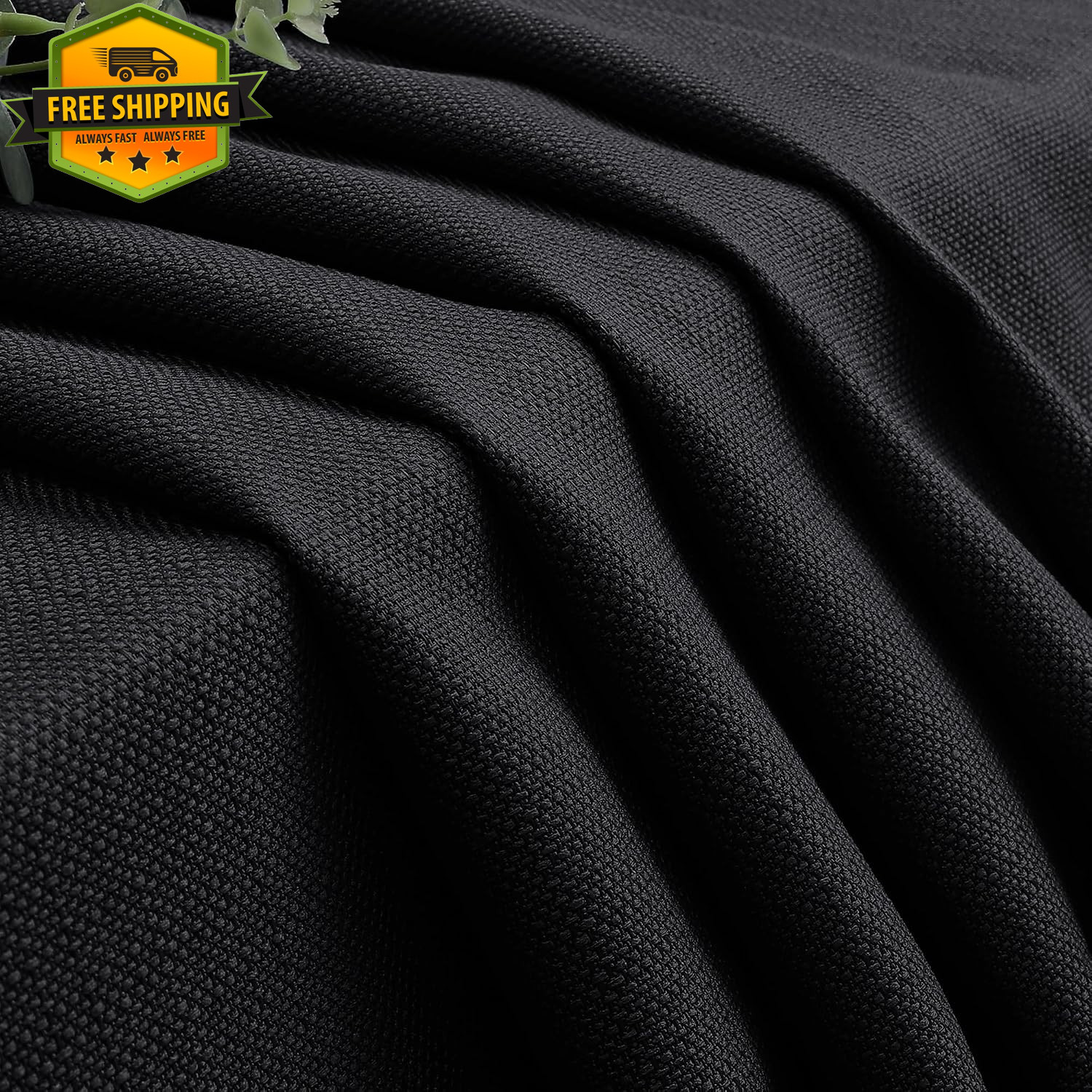 Black Faux Linen Valance 60x14in Kitchen Curtain Small Window Rod Pocket