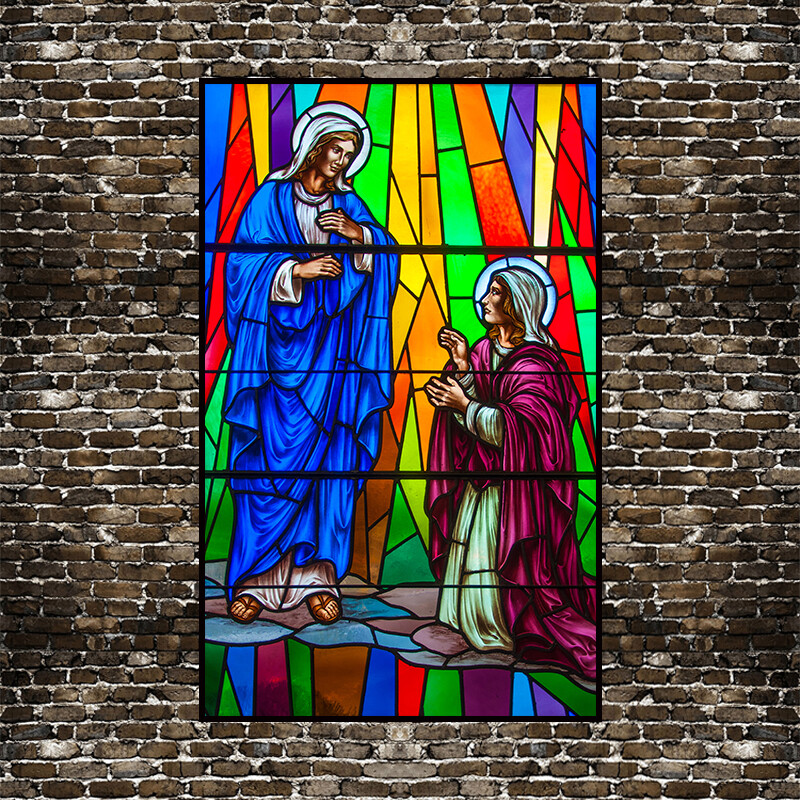 Self-adhesive Window Film Church Stained Glass Sticker Opaque Retro Decorate NEW