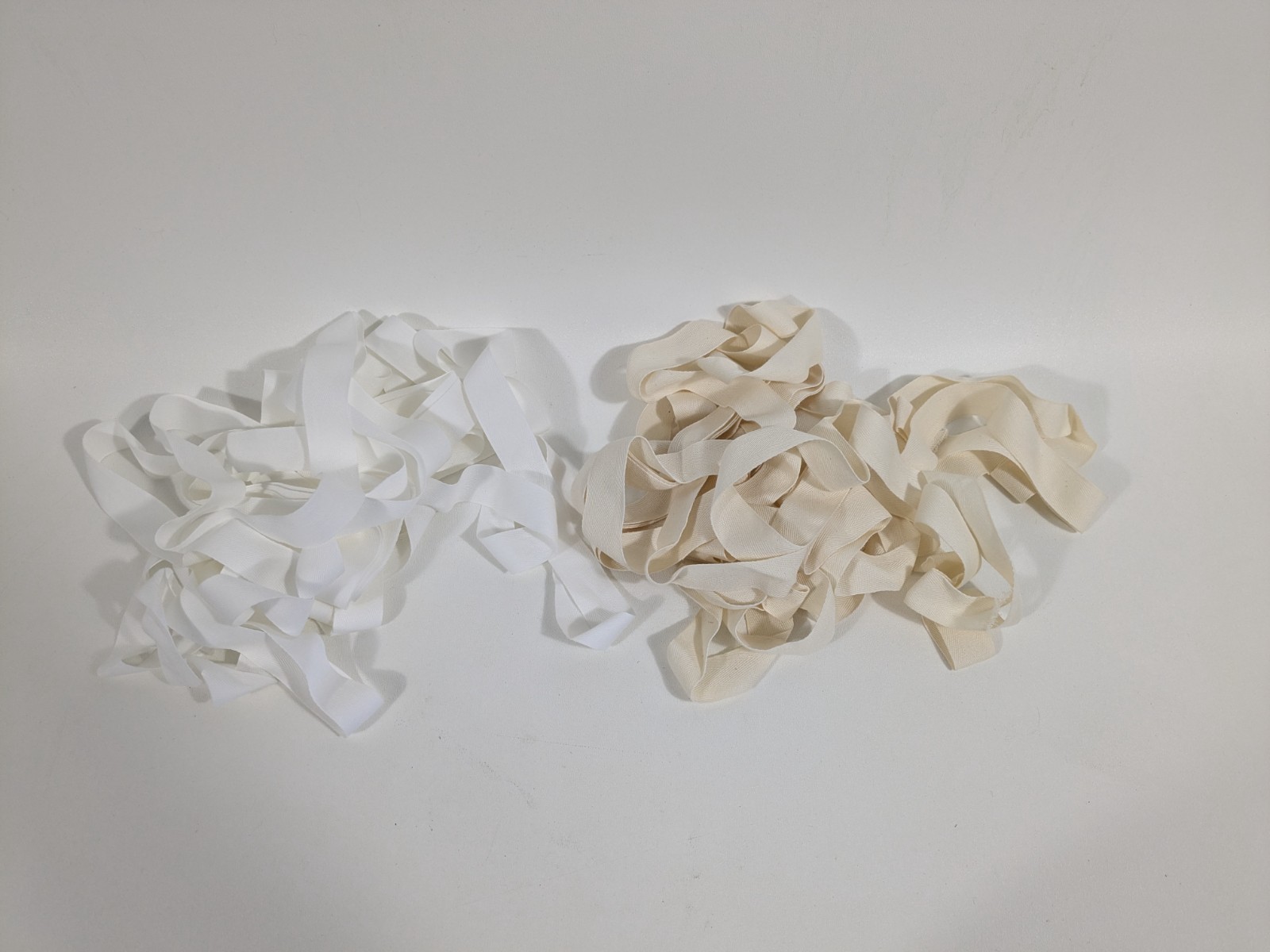 Lot of 2 Very Long Strips of Fabric White Off-White Arts & Crafts Ties Cinches