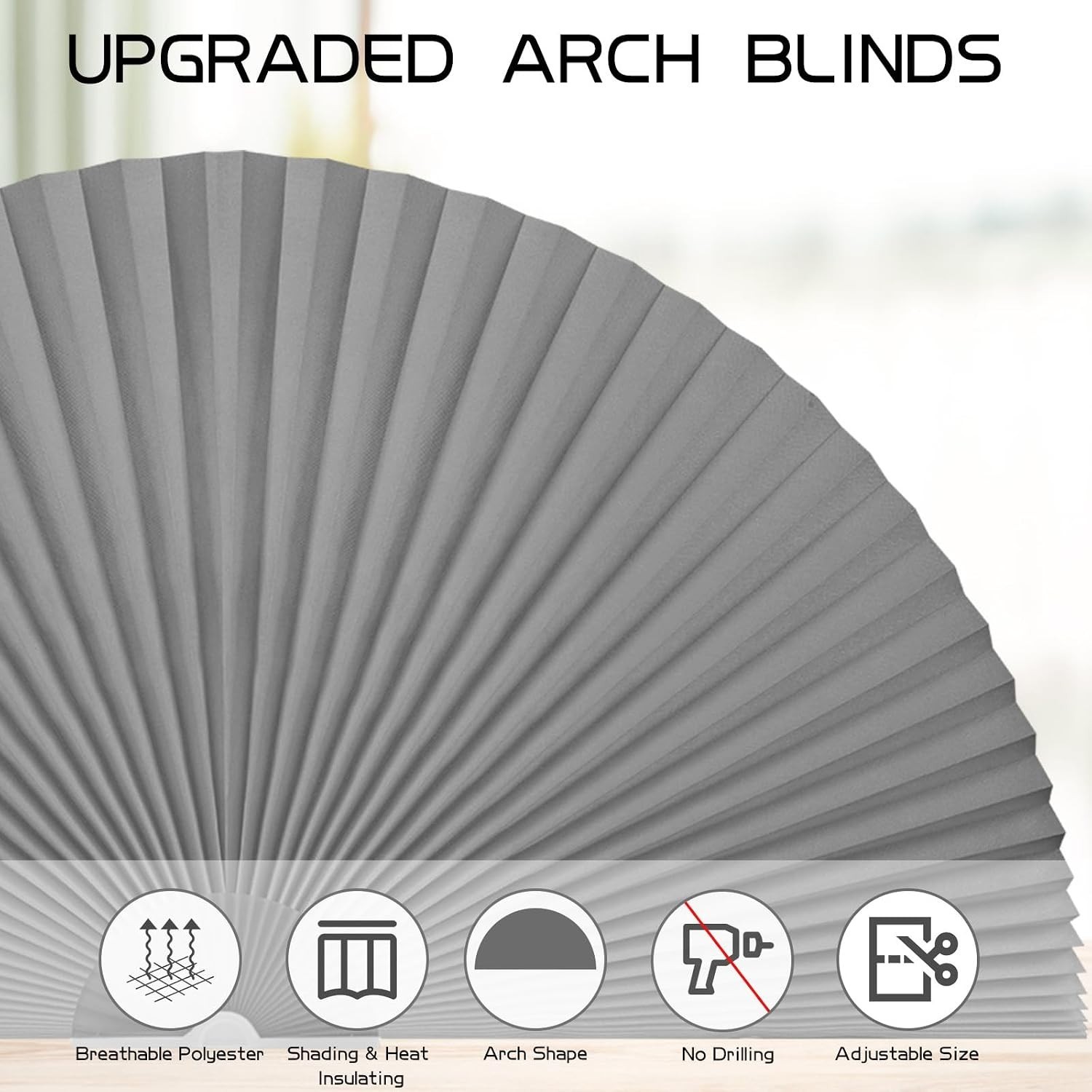 Arch Window Shade Radius 24 inch Half Circle Arched Non-Woven Stick on Cut to…