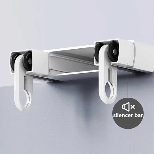 Heavy Duty Double Row Silent Curtain Track for Easy Room Dividers – 2.8M White..