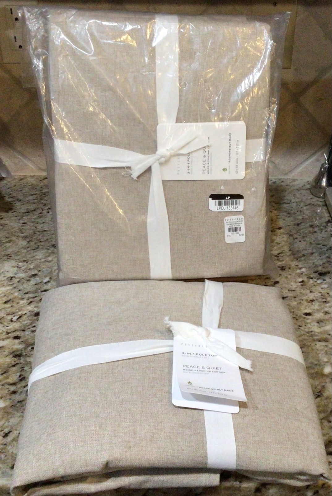 Pottery Barn Flax 3-IN-1 Pole 50″ x 84″ Curtains Drapes – Set of 2 – NEW