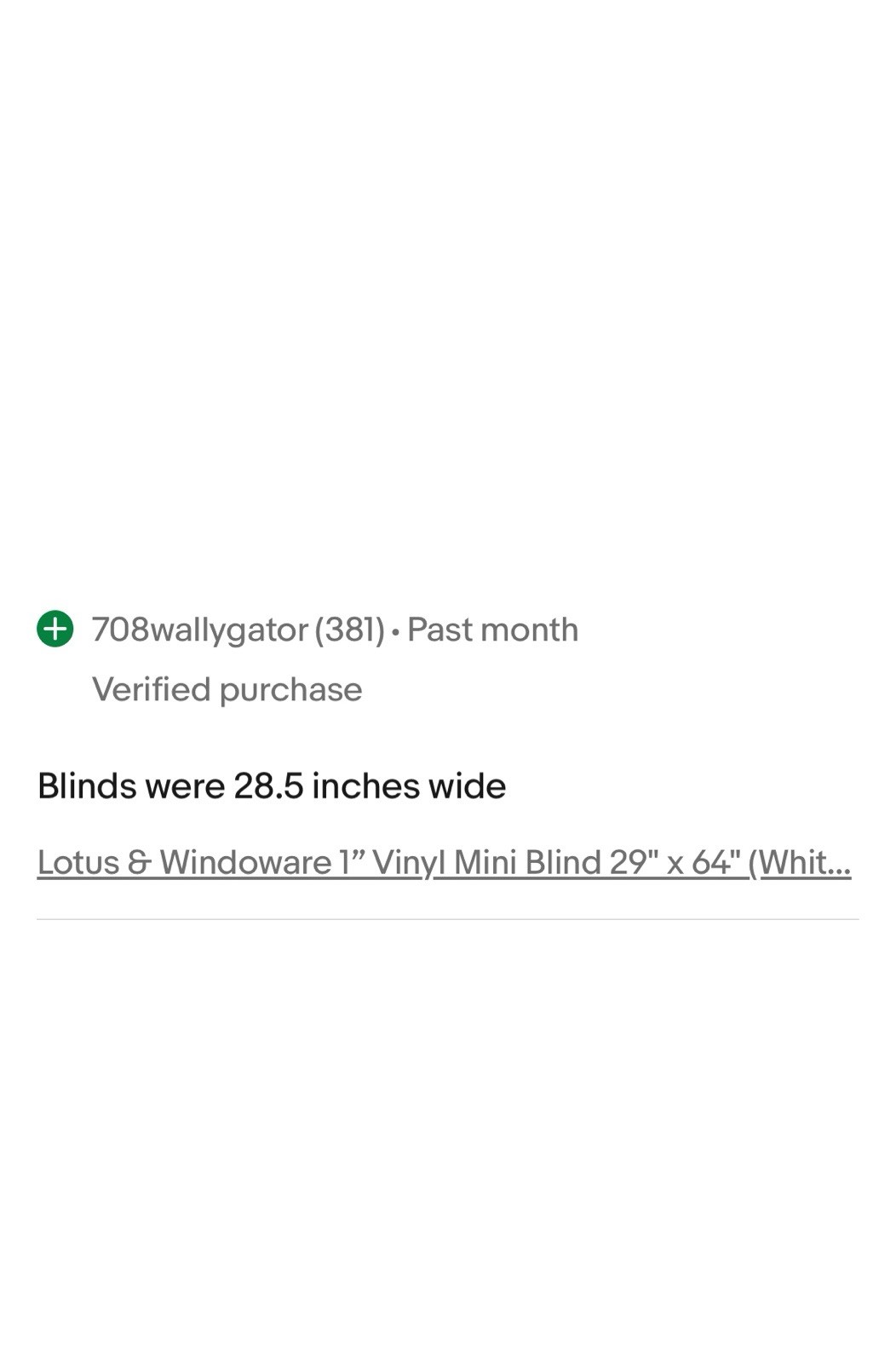 Lotus & Windoware 1” Vinyl Mini Blind 29″ x 64″ (White) Qty-1 Free Shipping