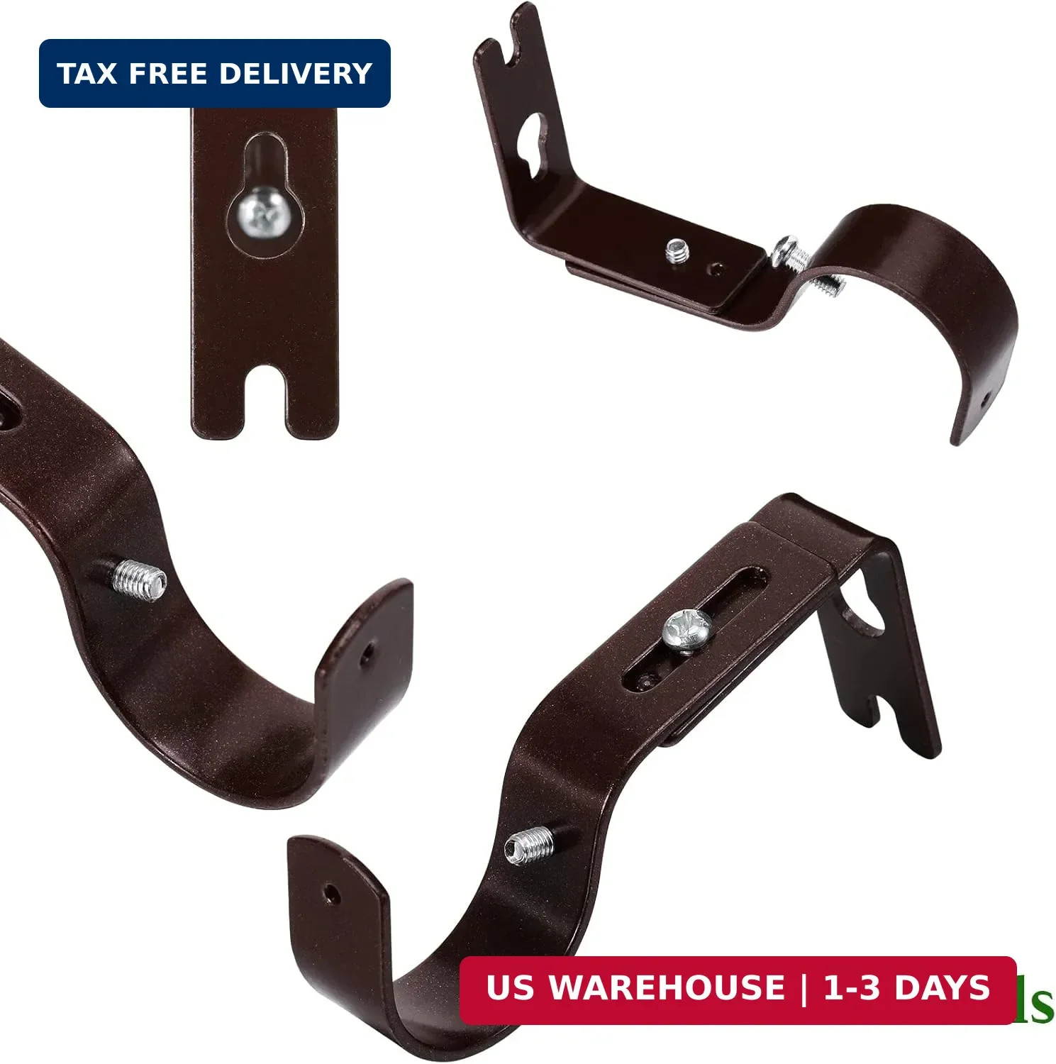 Frienda 4 Pcs Adjustable Curtain Rod Brackets Curtain Holders for 1 Inch Rod, He