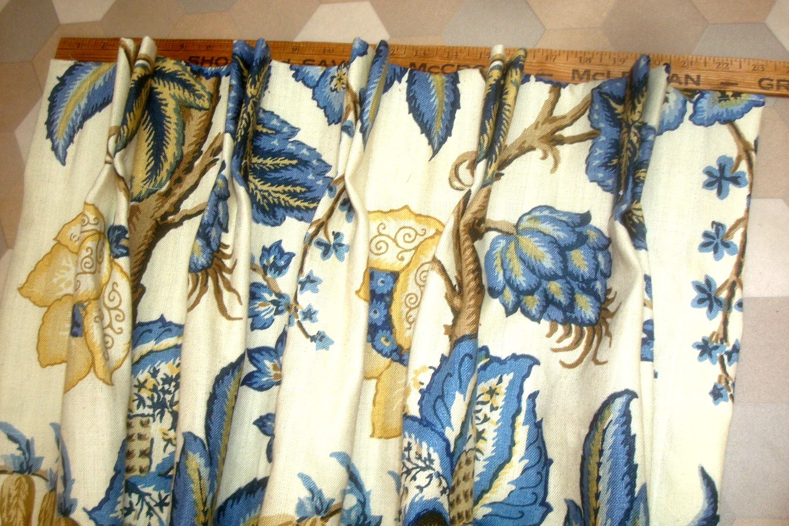 Custom Remade SCHUMACHER Drapes LINEN 2 pc Tree of Life Lined Pleated 103″ lg