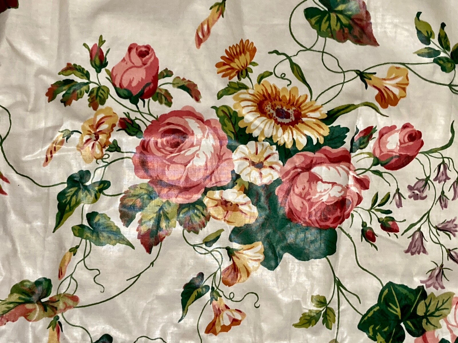 Custom VALANCE Floral POLISHED COTTON Chintz GATHERED Rod Pocket 80’S 24×74