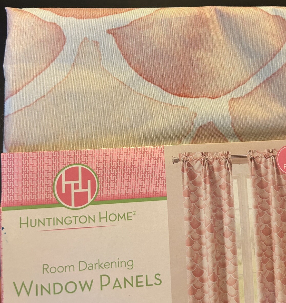 Huntington Home Room Darkening Window Panels Curtains Pink White 2 Panels 27X84