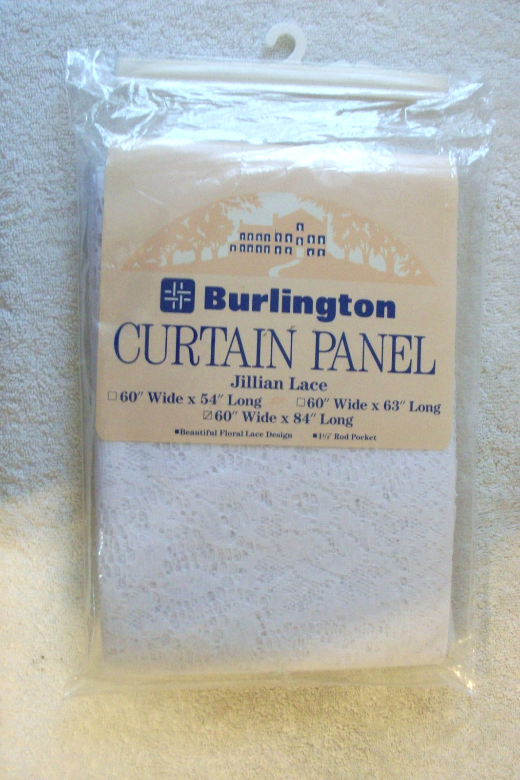 “Burlington 60″W x 84″L White Jillian Lace Single Curtain Panel” NEW