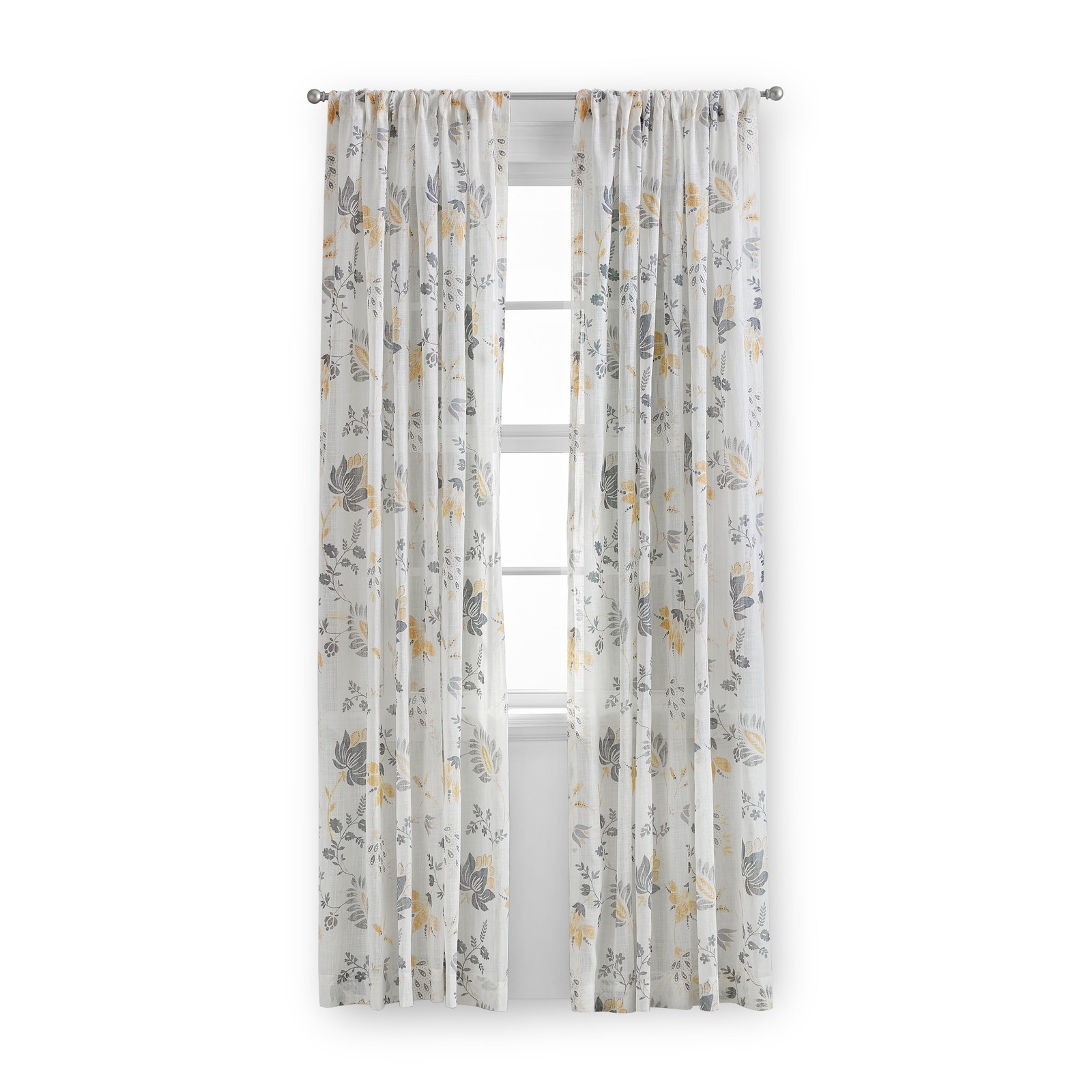 100% Cotton Indoor Sheer Rod Pocket Single Curtain Panel , White , 50″ W x 63″L