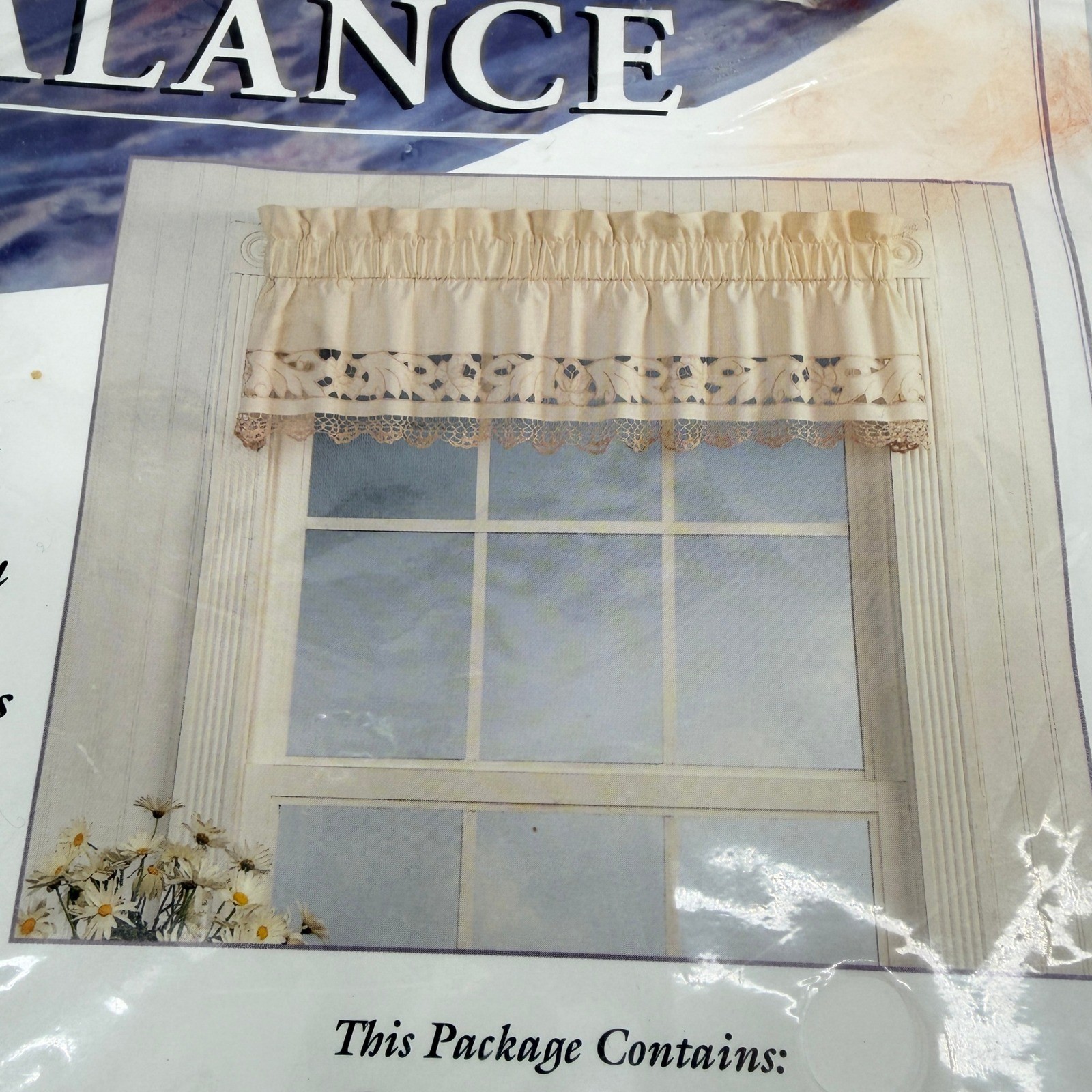 Verona Window Valance Ecru Crochet Lace Trim 100% Cotton Shabby Chic 60×14 NEW