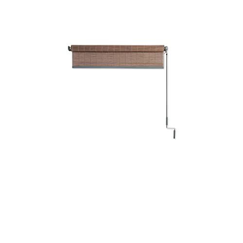 Wand Operated Outdoor Roller Shade – Cordless Sun 72″W x 48″H Driftwood