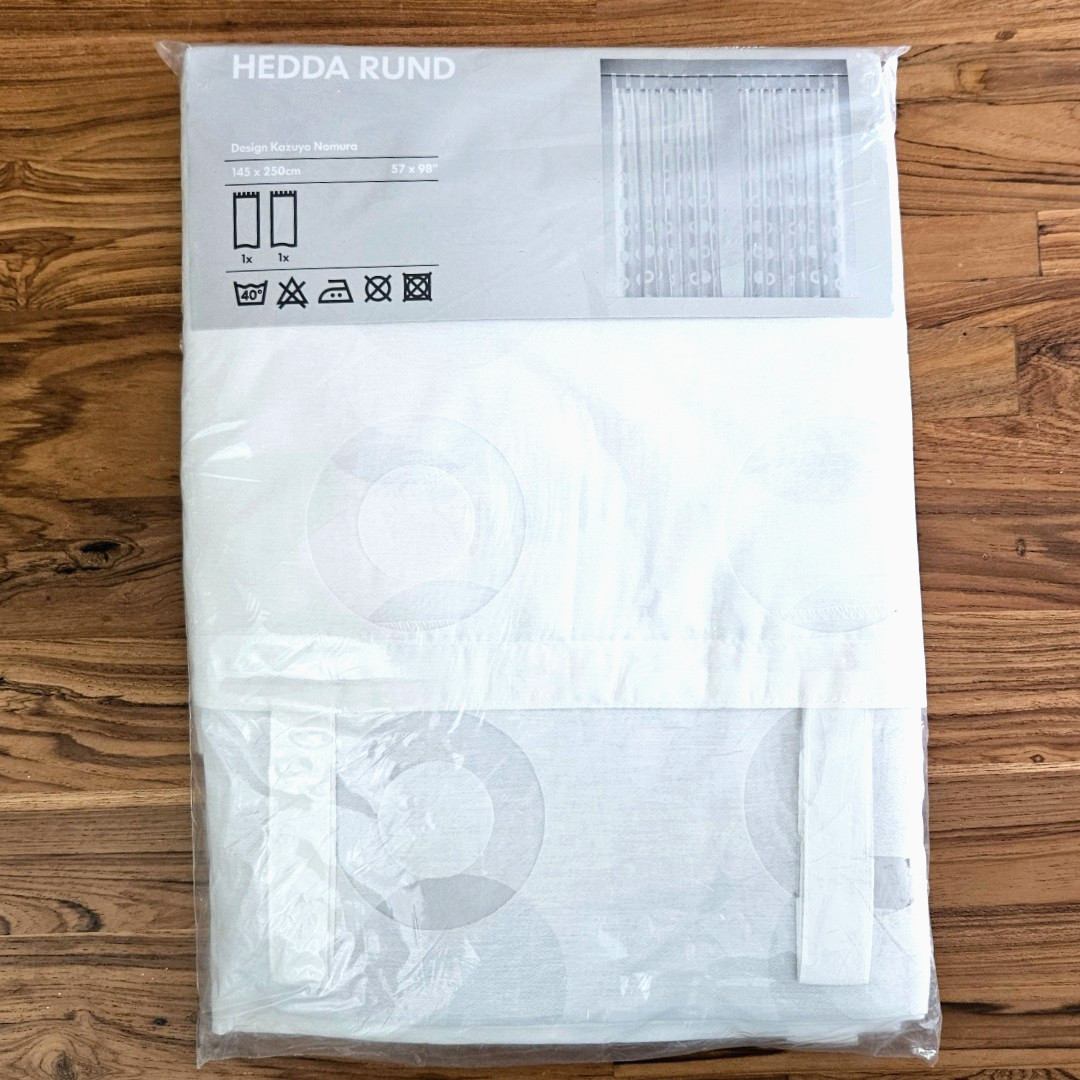 Ikea Hedda Rund Pair of 2 Sheer White Curtain Panels, 57” x 98”, NEW