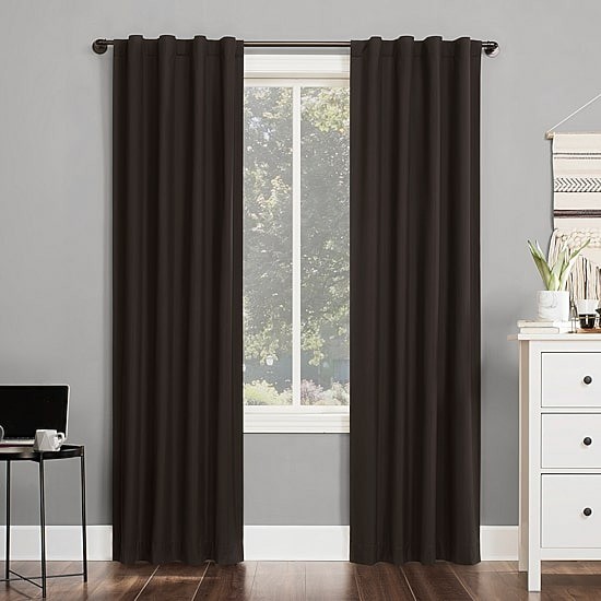 Sun Zero Cyrus Blackout Curtain Panel 40″x96″ Chocolate Rod Pocket Back Tab