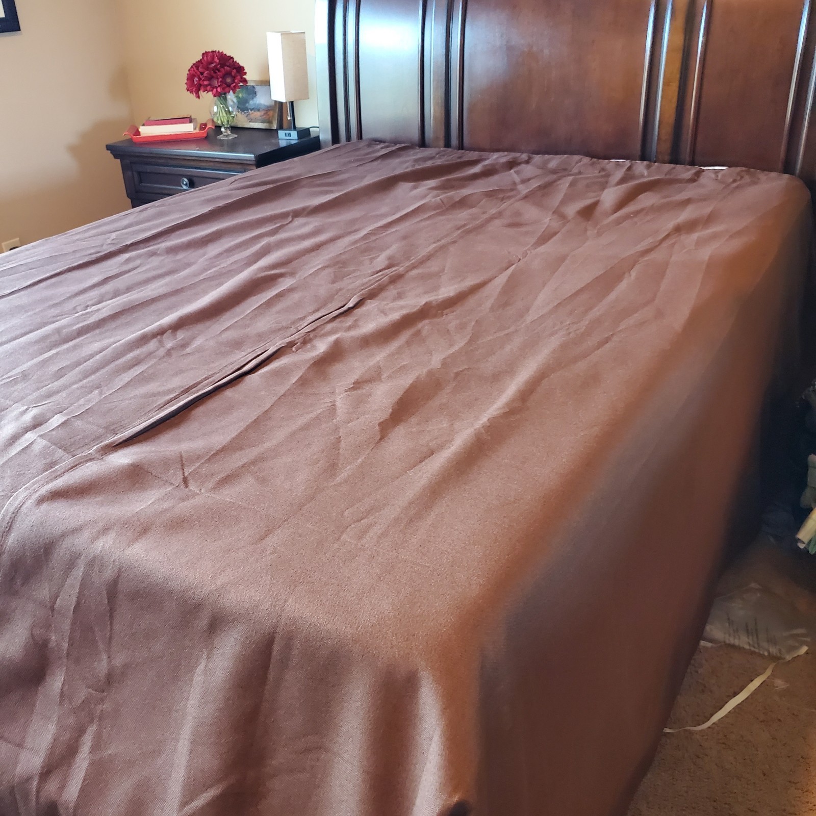 2 Panel Curtain Set Brown Unlined 50×102 Top Tabs Linen Blend Woven Minimalist