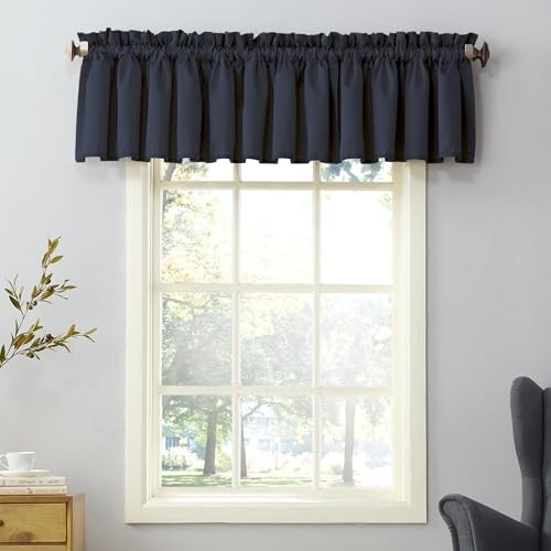 Barrow Energy Efficient Rod Pocket Curtain 54″W x 18″L (Pack of 2) 2 Navy Blue
