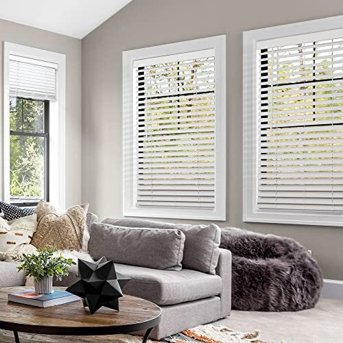 CHICOLOGY Faux Wood Blinds , Window Blinds , Wood Blinds , Window Shades , Windo