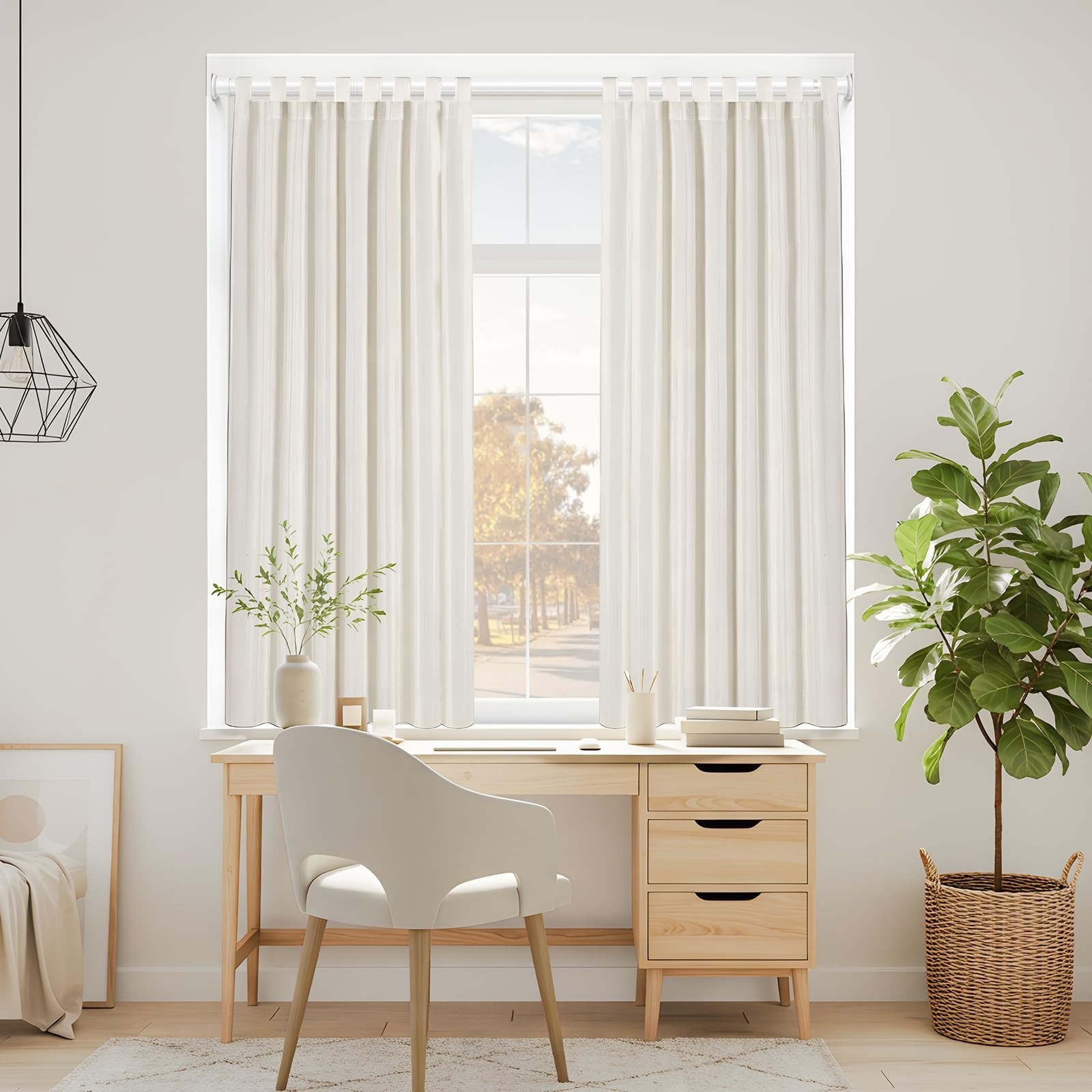 Spring Tension Curtain Rod 32-76 inch, Adjustable Expandable Tension Curtain Rod