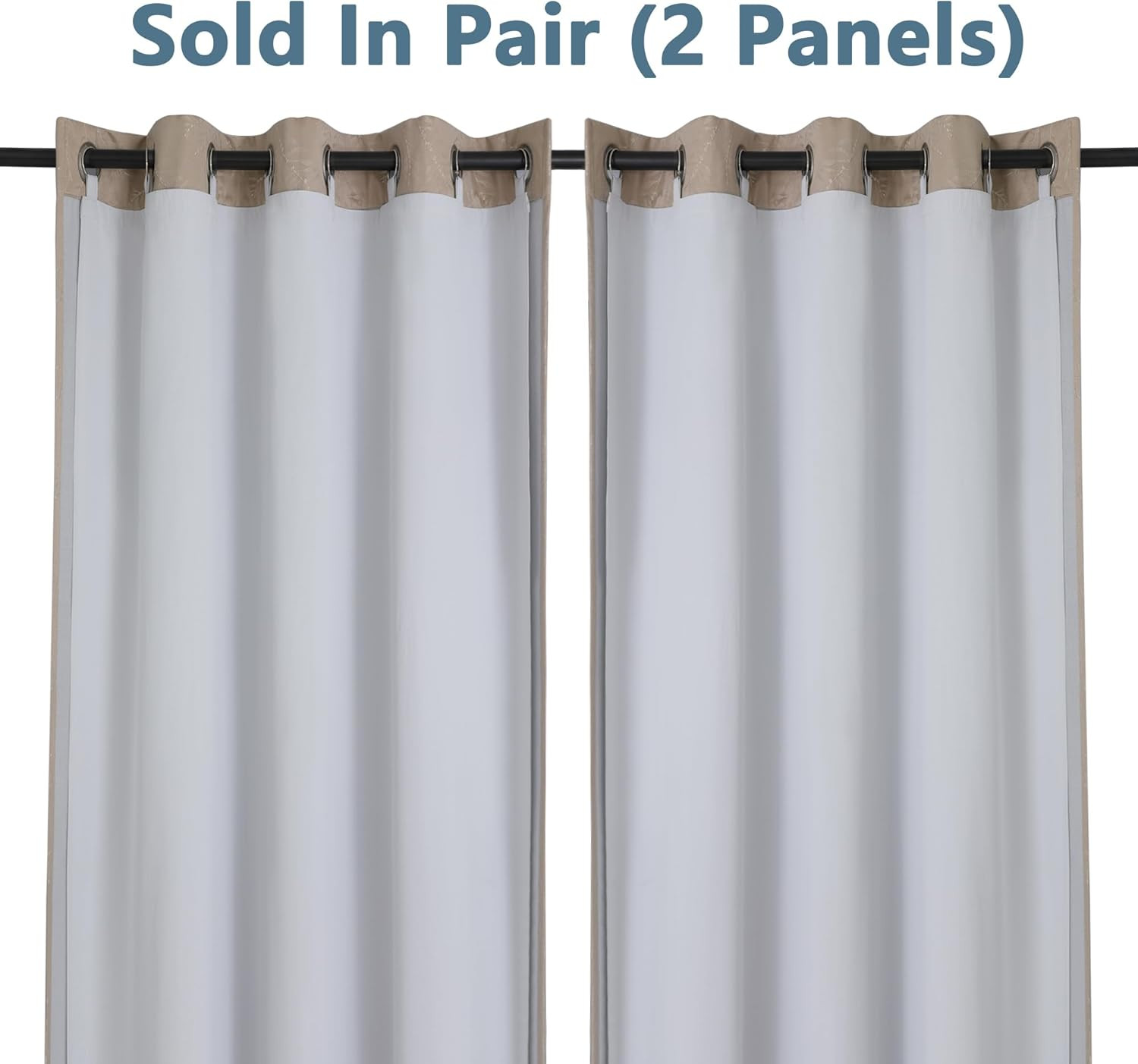 2 Panels 100% Blackout Curtain Liners, 100% Darkening Thermal Insulated Blackout