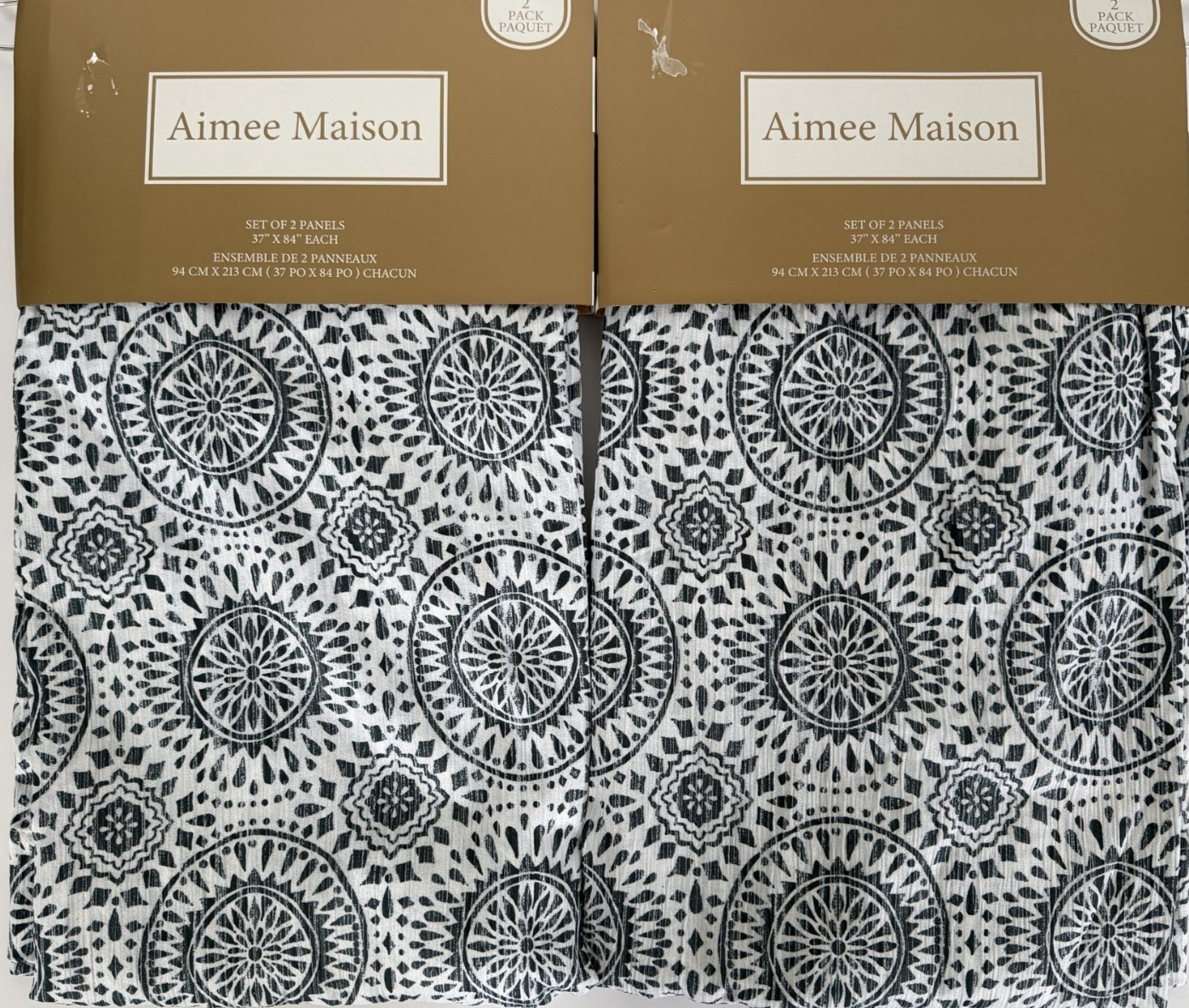 New Aimee Mason Mykonos Medallion Drapes Curtains 37″ x 84″ Set of 4
