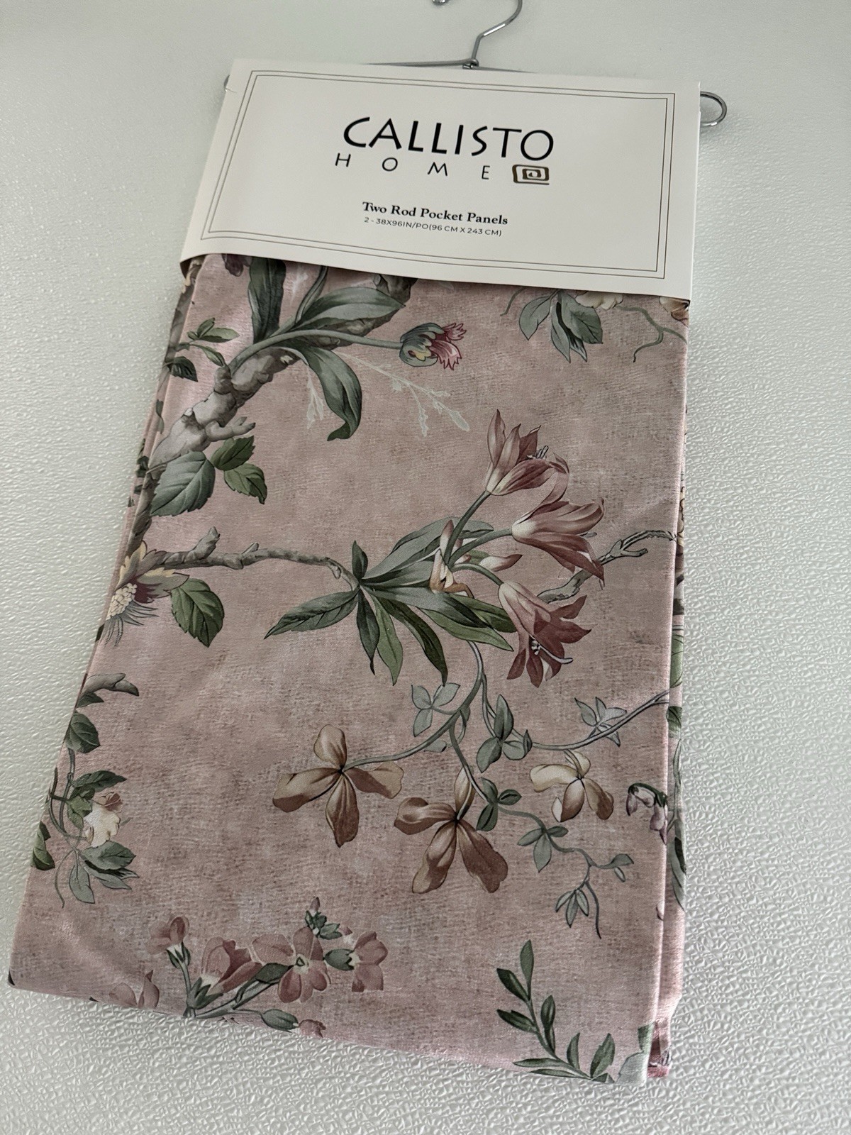 CALLISTO Window Curtains 2 Panels 38″ X 96″ Flowers Drapers Back Tab Blush Rose