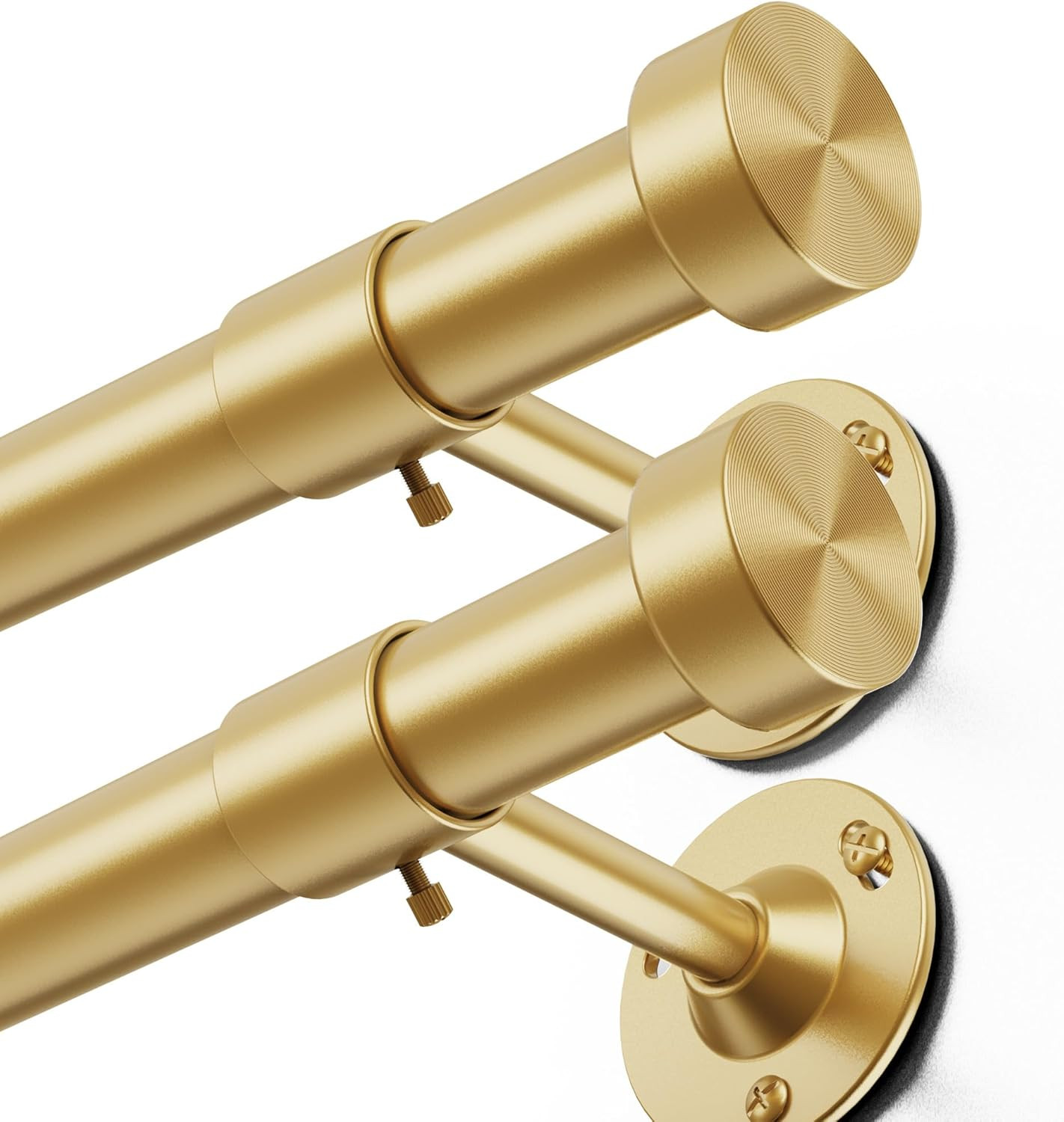 Heavy Duty Curtain Rods 32-150 Inch, 1 Inch Adjustable Black Curtain Rod for Win